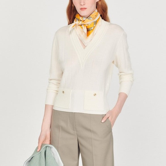 Pull en Maille à col V Sandro seconde main