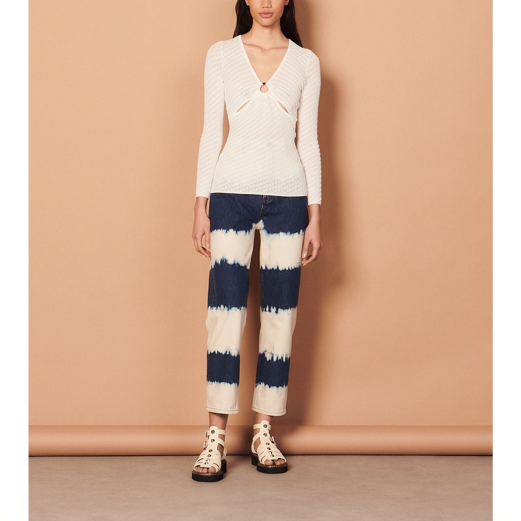 Pull en Maille pointelle détail anneaux Sandro seconde main