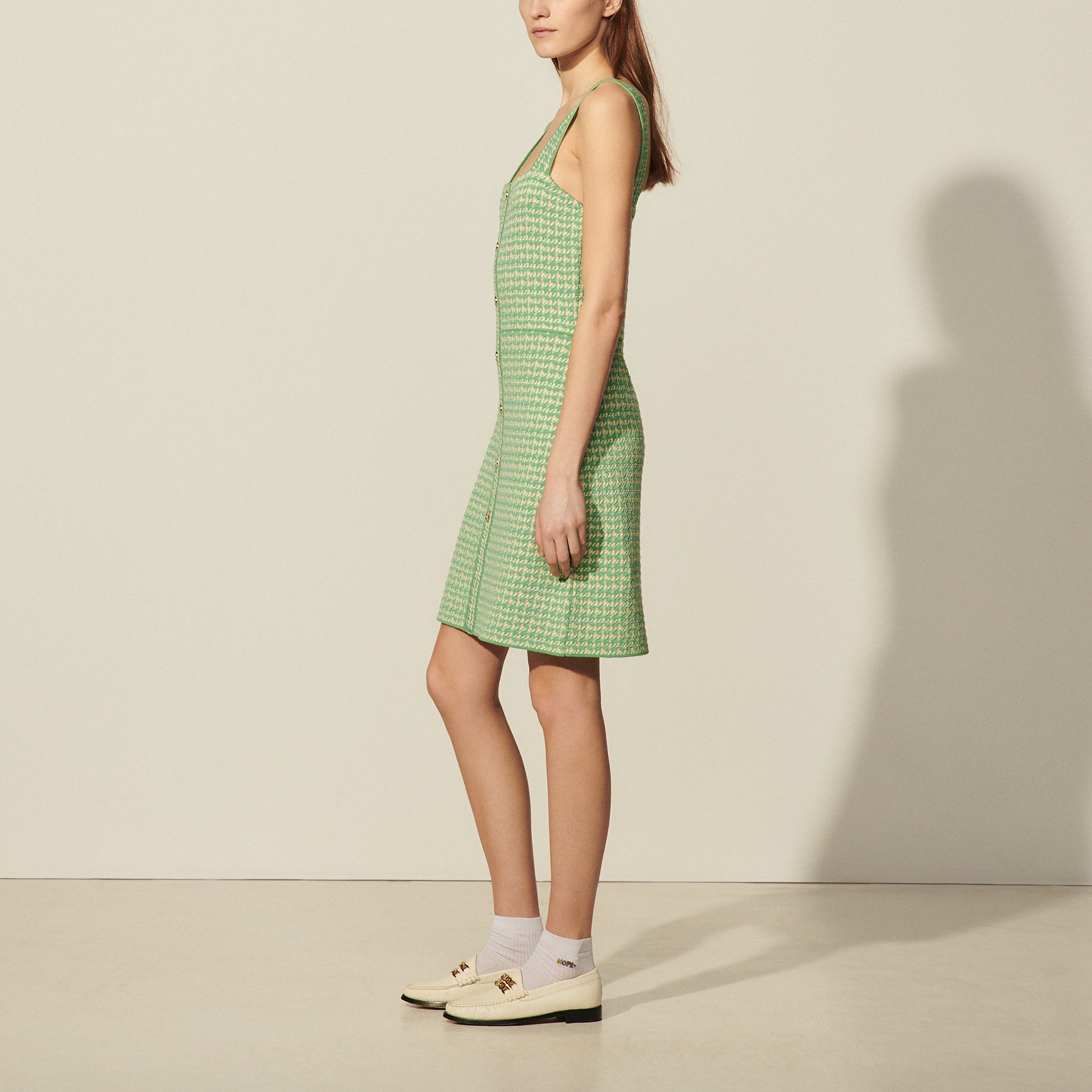 Robe à bretelles en tweed fantaisie Sandro seconde main