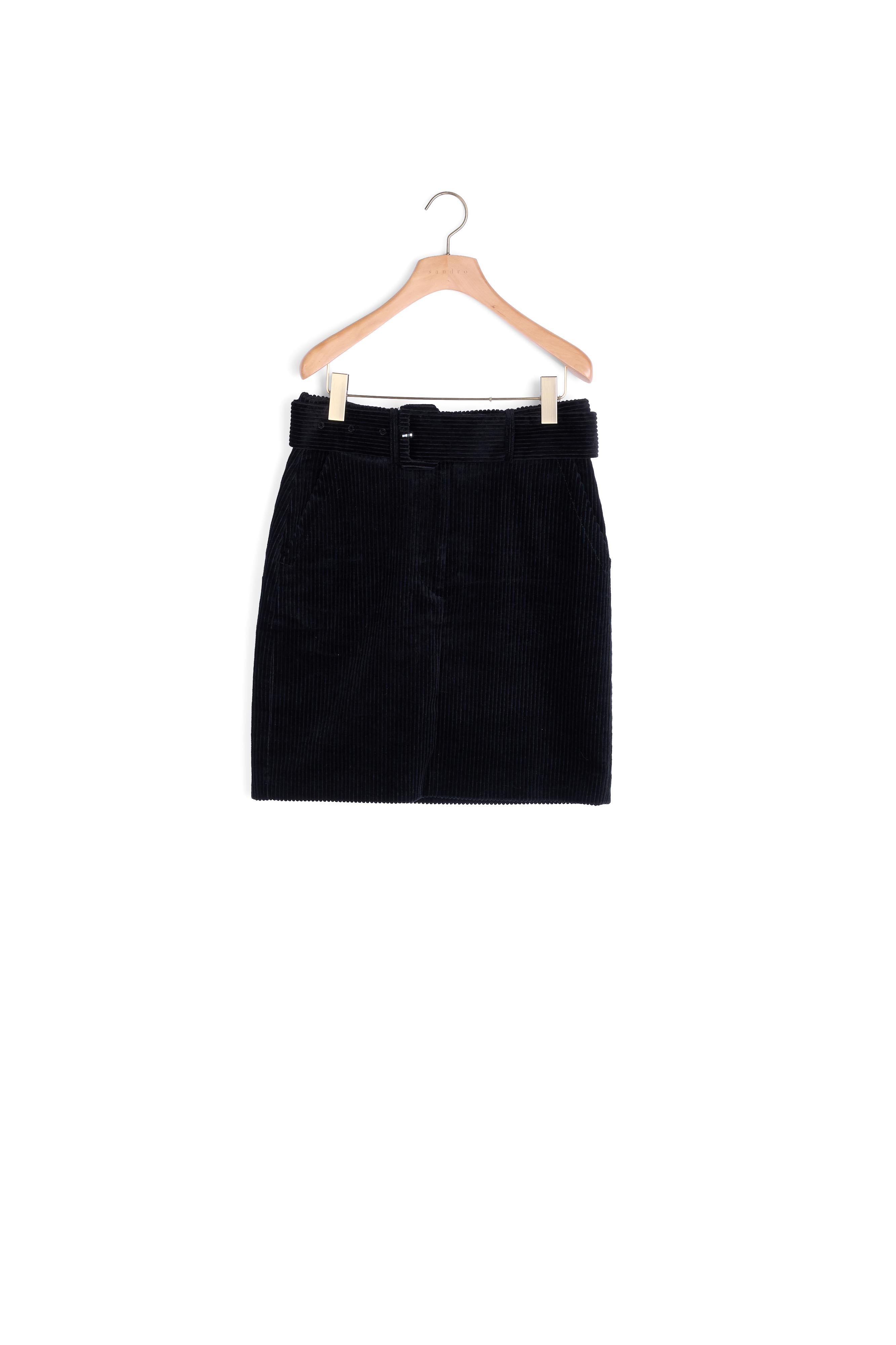 Jupe courte en velours côtelé ceinturée Sandro seconde main