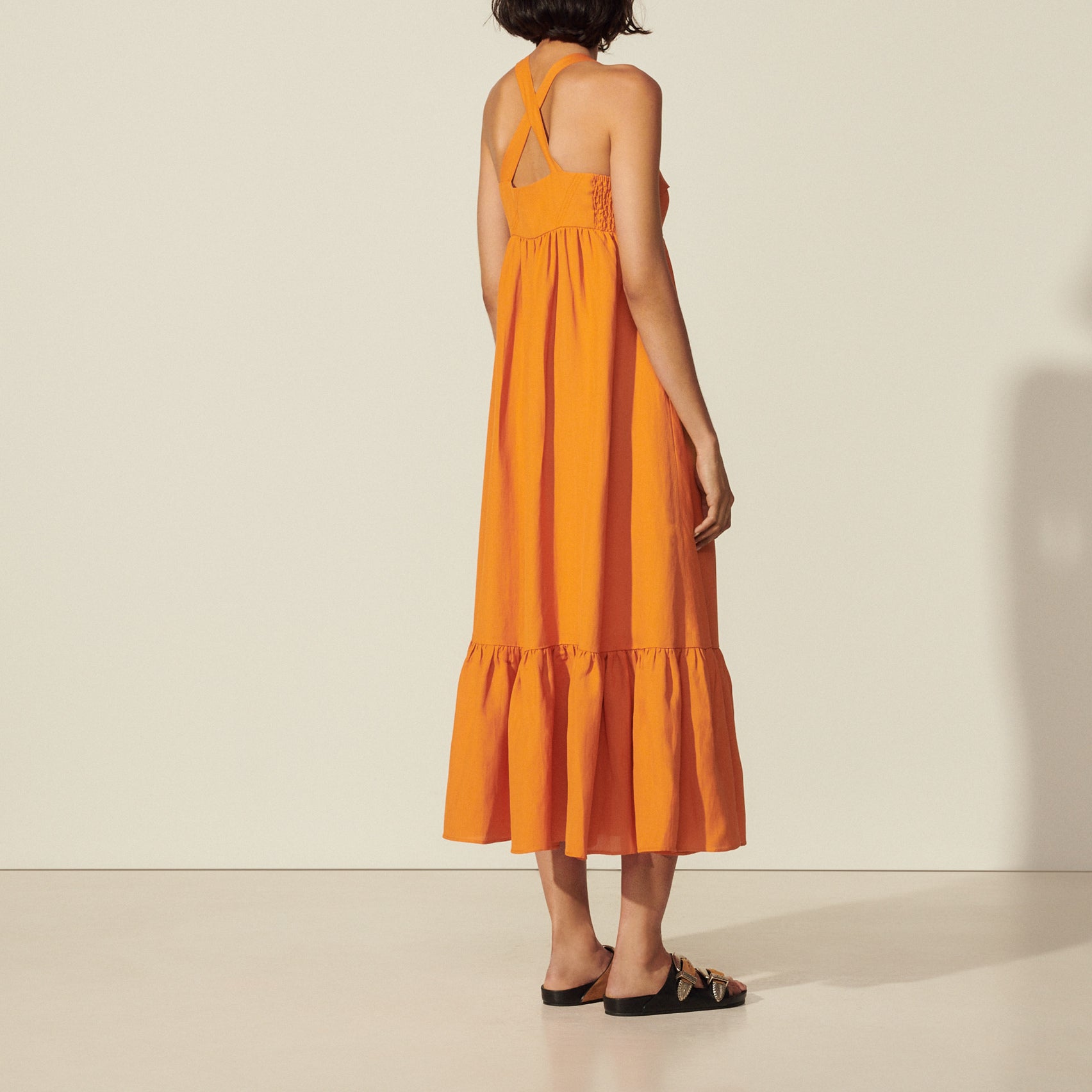 Robe longue boutonnée à bretelles Sandro seconde main