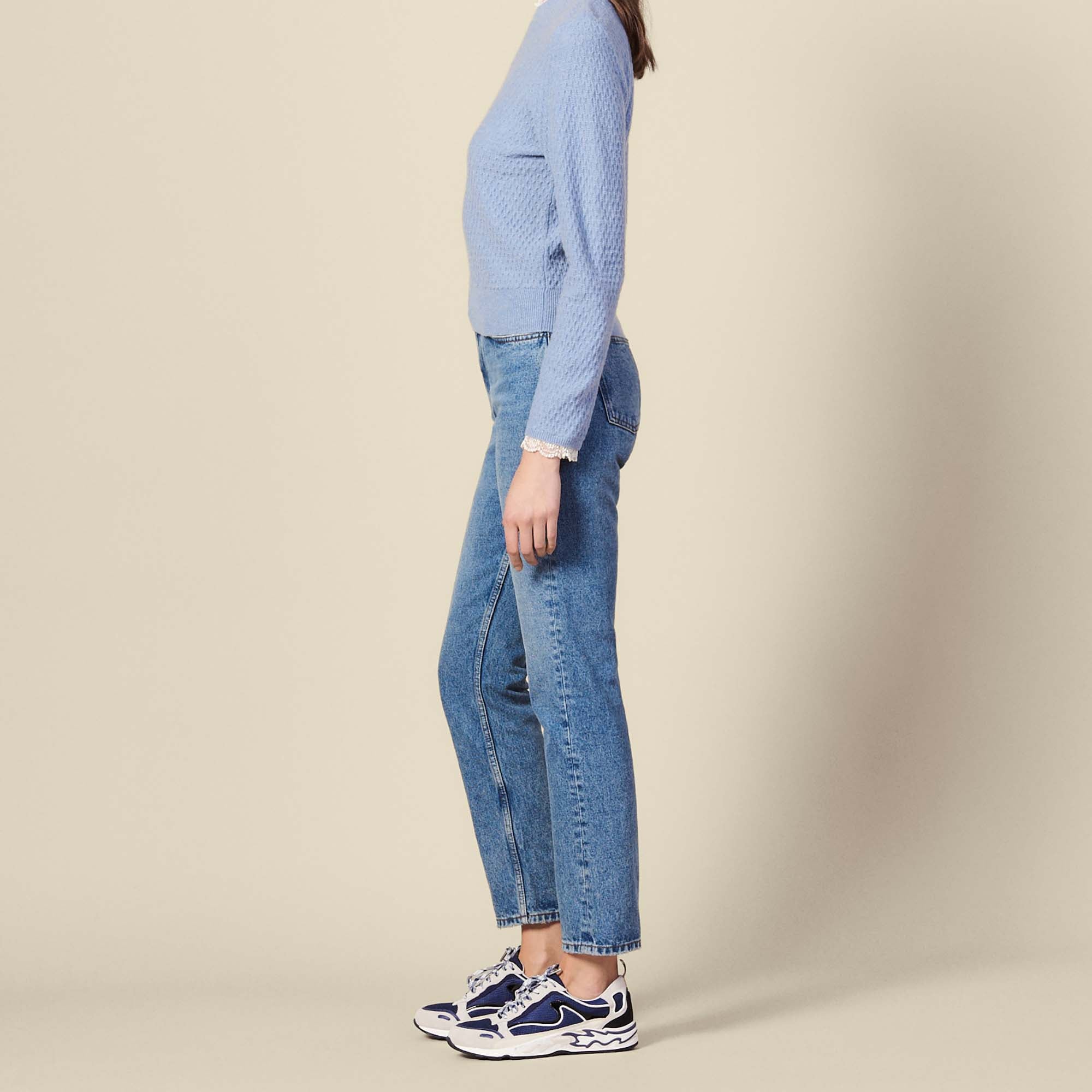 Pull en pointelle bordé de dentelle Sandro seconde main