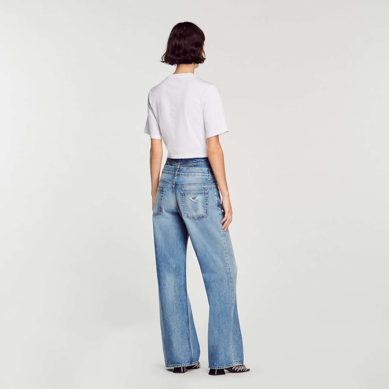 Tee-shirt effet bustier à strass Sandro seconde main