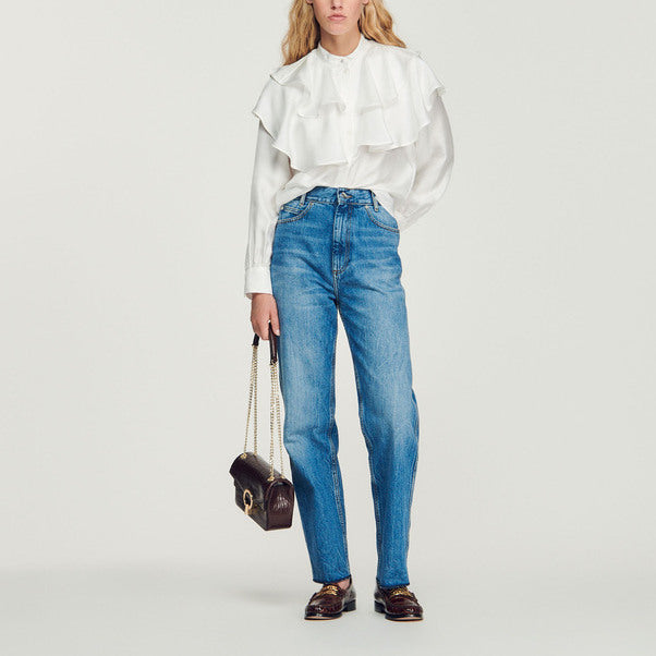 Chemise en soie à volants Sandro seconde main