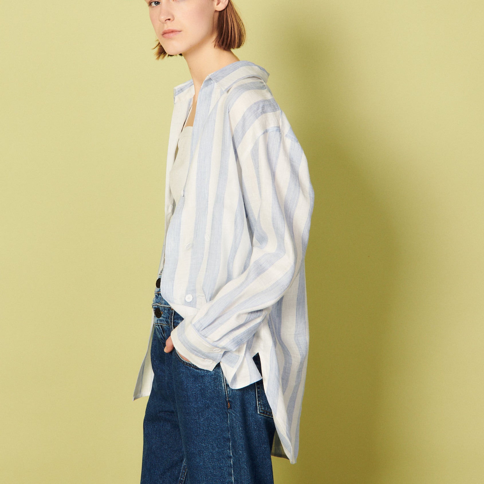 Chemise rayée en lin Sandro seconde main