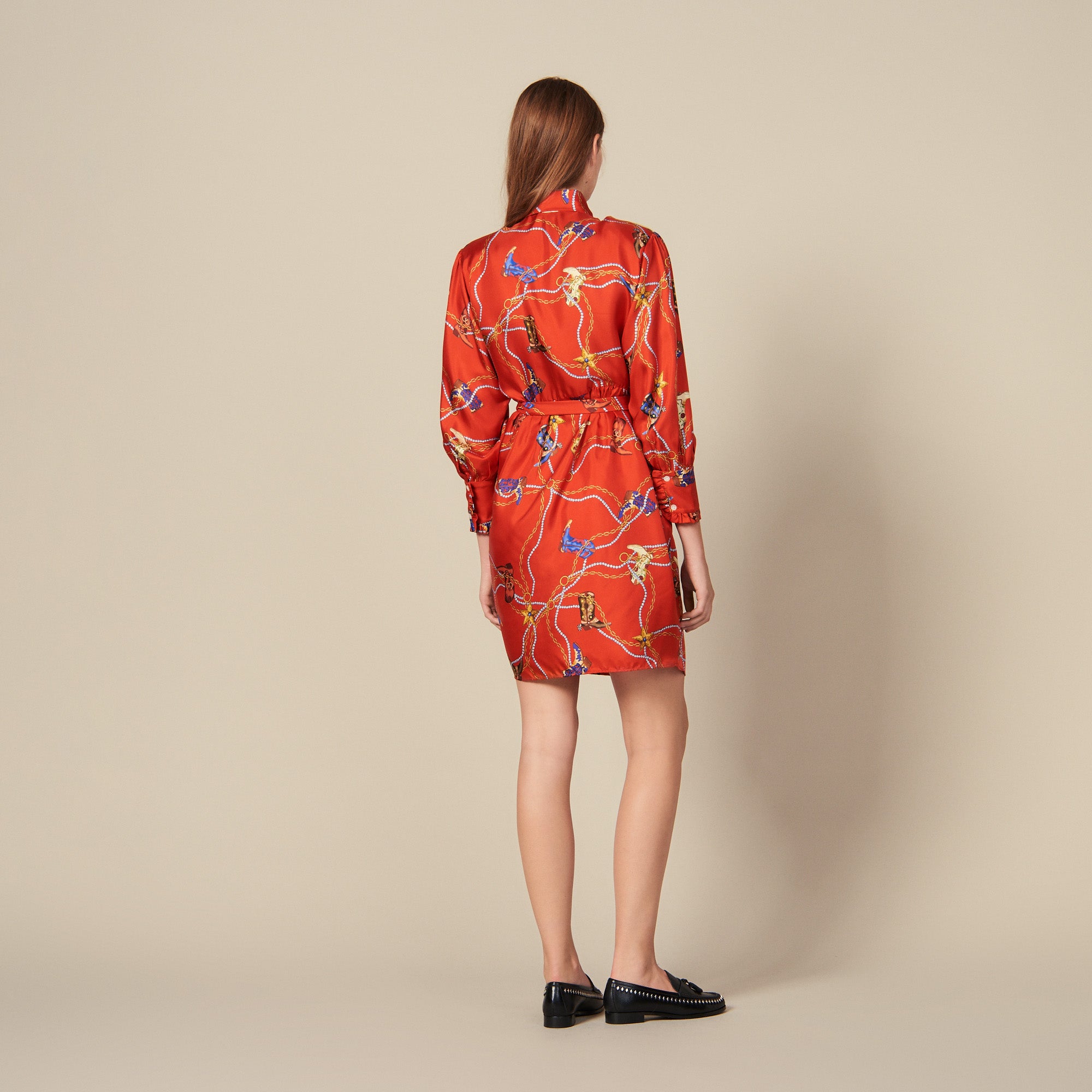 Robe courte en twill de soie imprimée Sandro seconde main