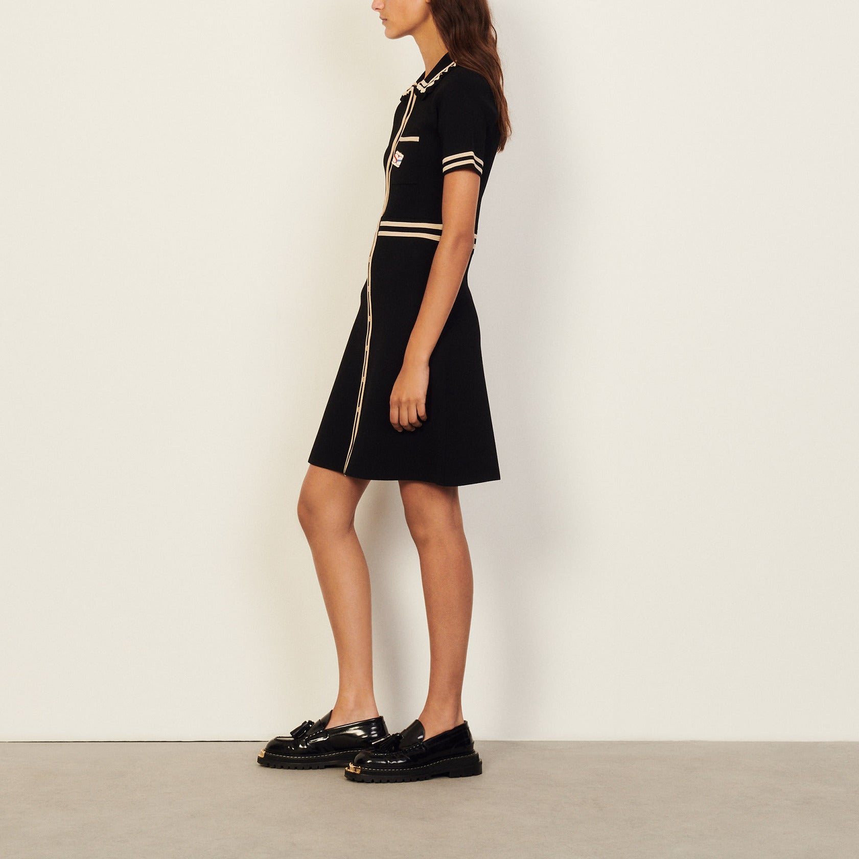 Robe manches courtes et galon contrasté Sandro seconde main