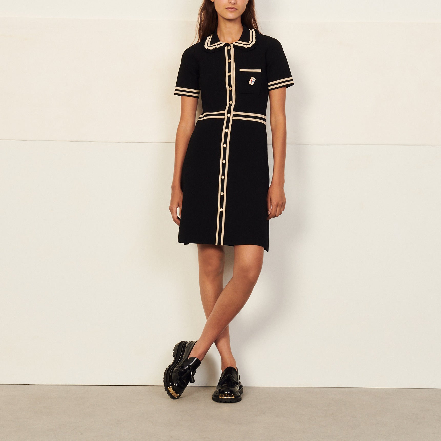 Robe manches courtes et galon contrasté Sandro seconde main