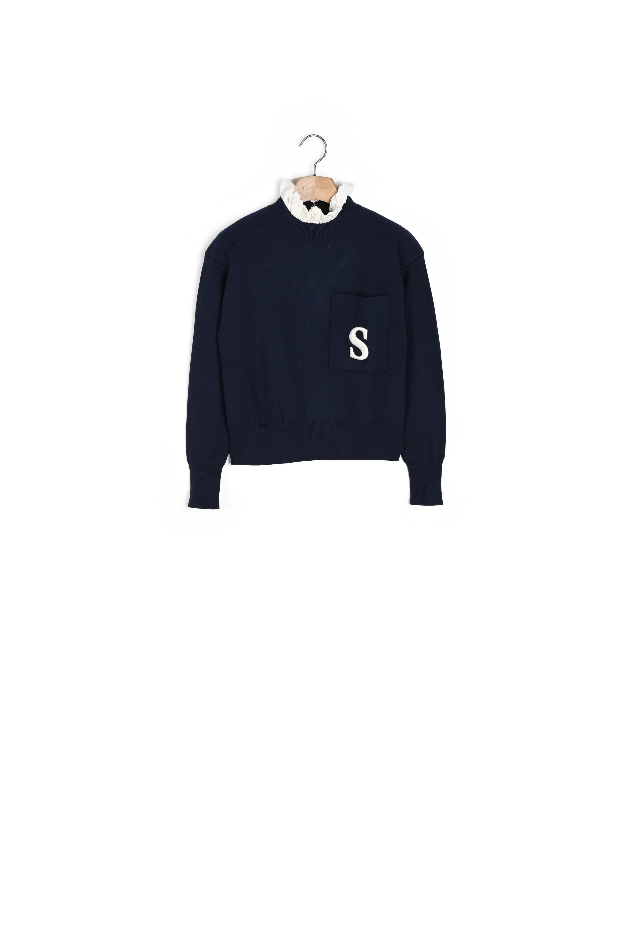 Pull à col volanté contrasté Sandro seconde main