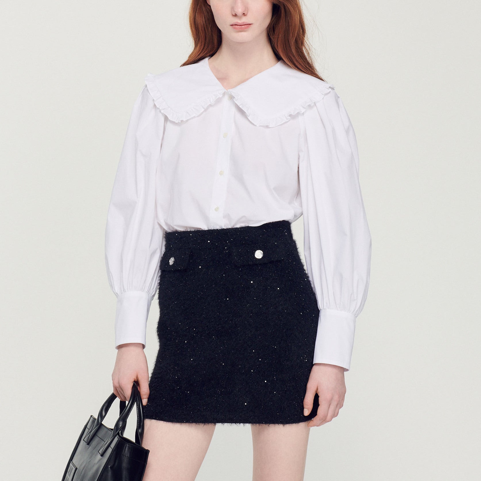 Chemise en popeline à col claudine Sandro seconde main