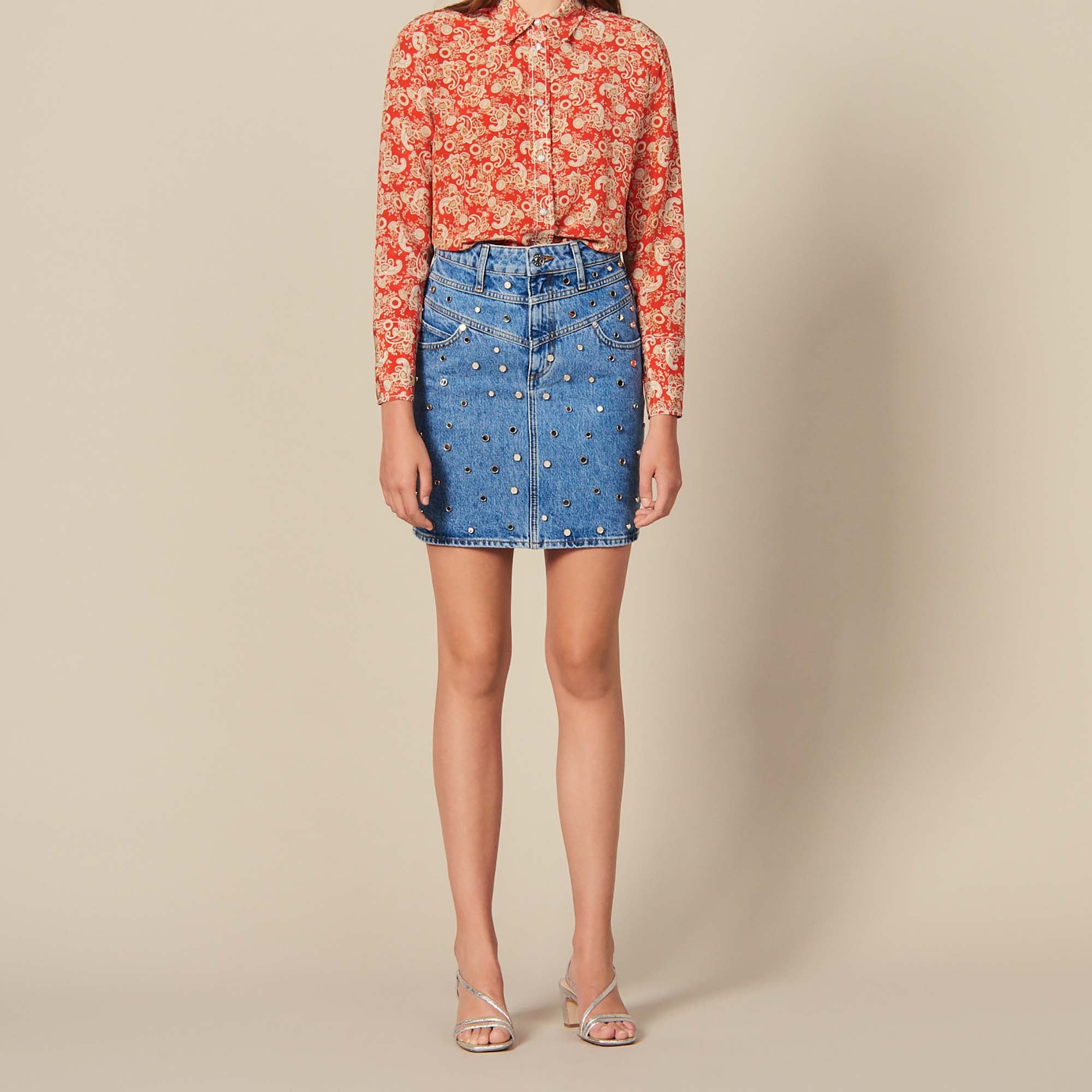 Chemise en soie imprimée Sandro seconde main