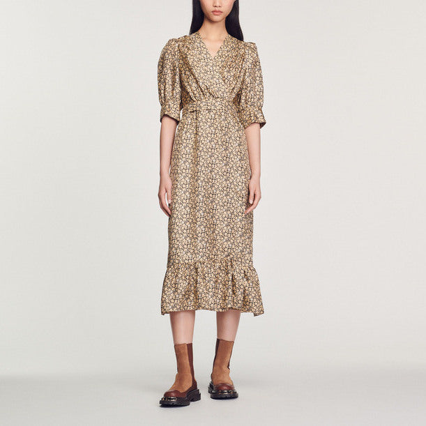 Robe longue fluide portefeuille Sandro seconde main