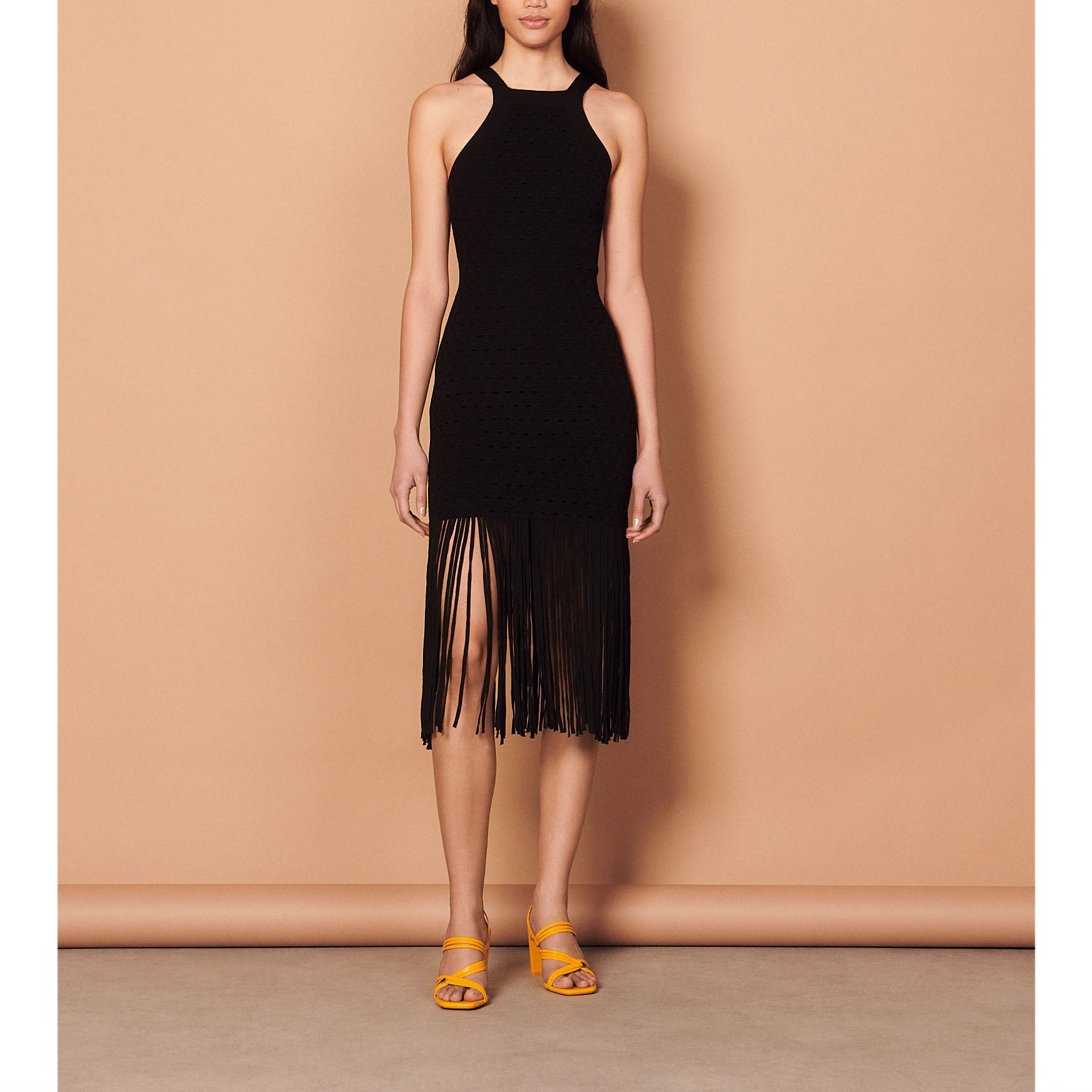 Robe midi frangée en Maille Sandro seconde main