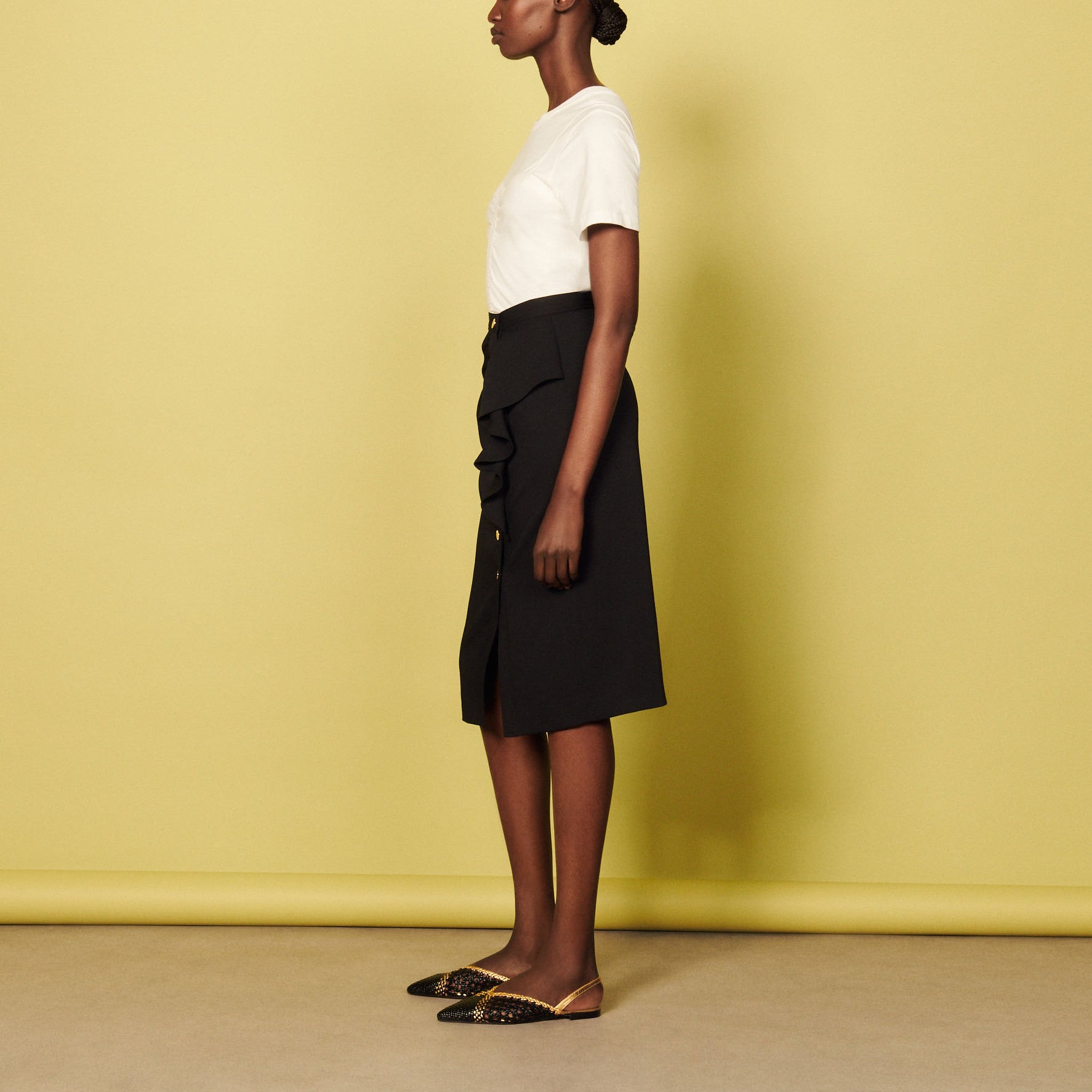 Jupe midi crayon volantée Sandro seconde main