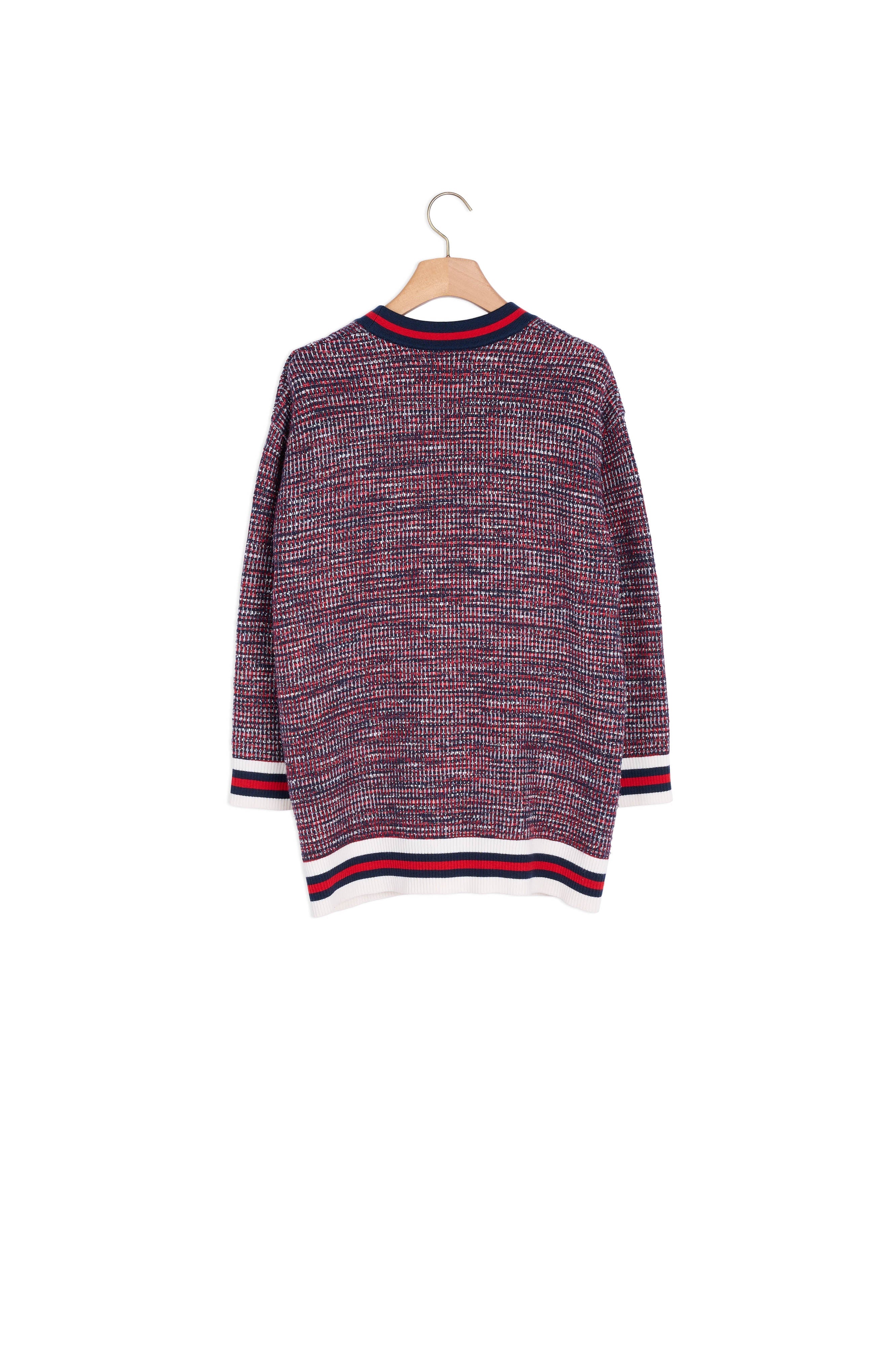 Cardigan effet tweed à galons rayés Sandro seconde main