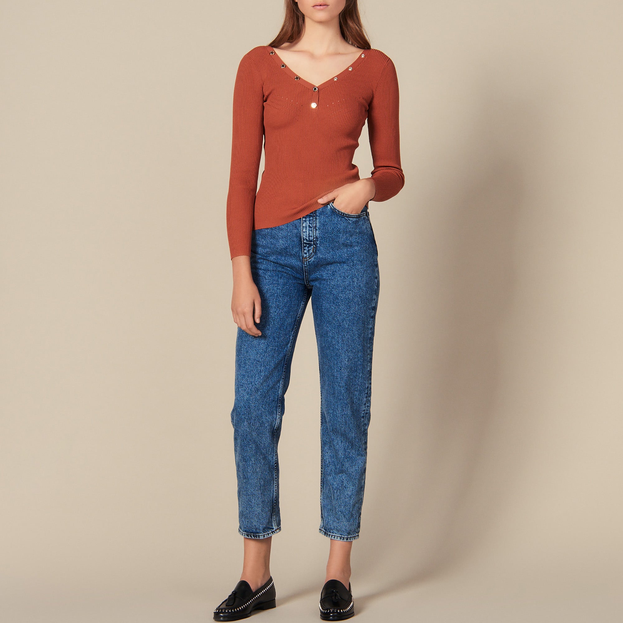 Pull orné de pressions siglées Sandro seconde main