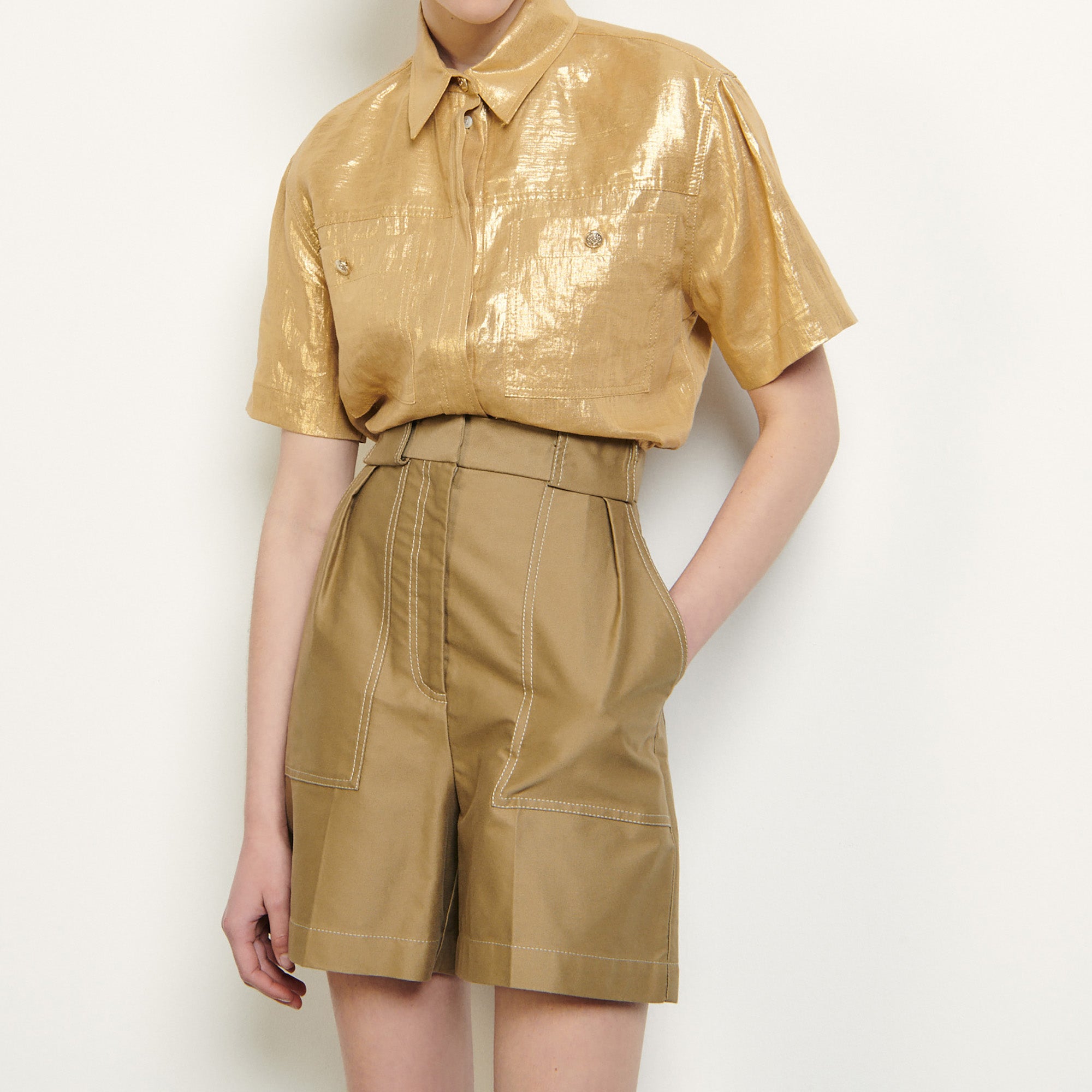 Short en gabardine de coton Sandro seconde main