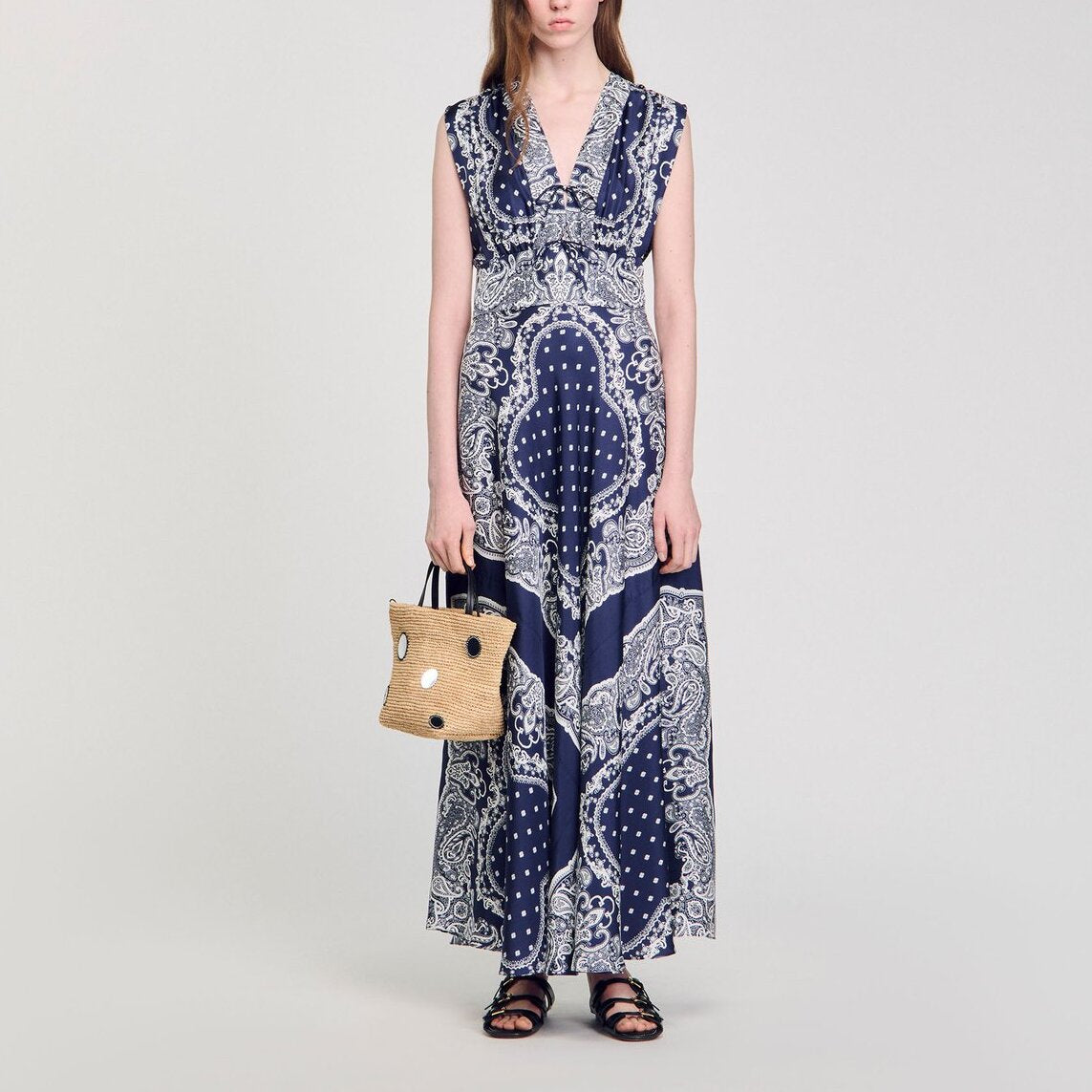 Robe longue à imprimé bandana Sandro seconde main
