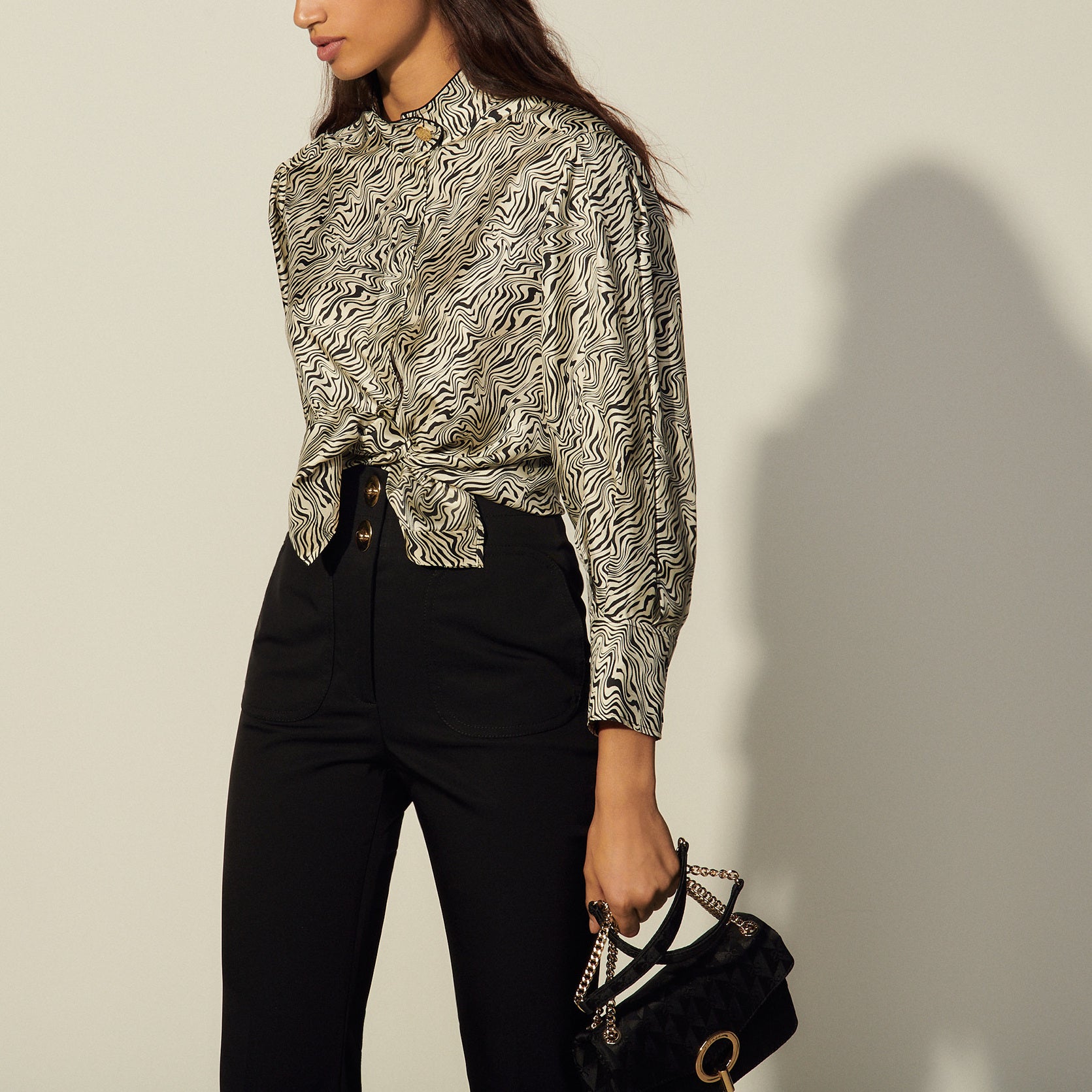 Chemise imprimée en soie Sandro seconde main