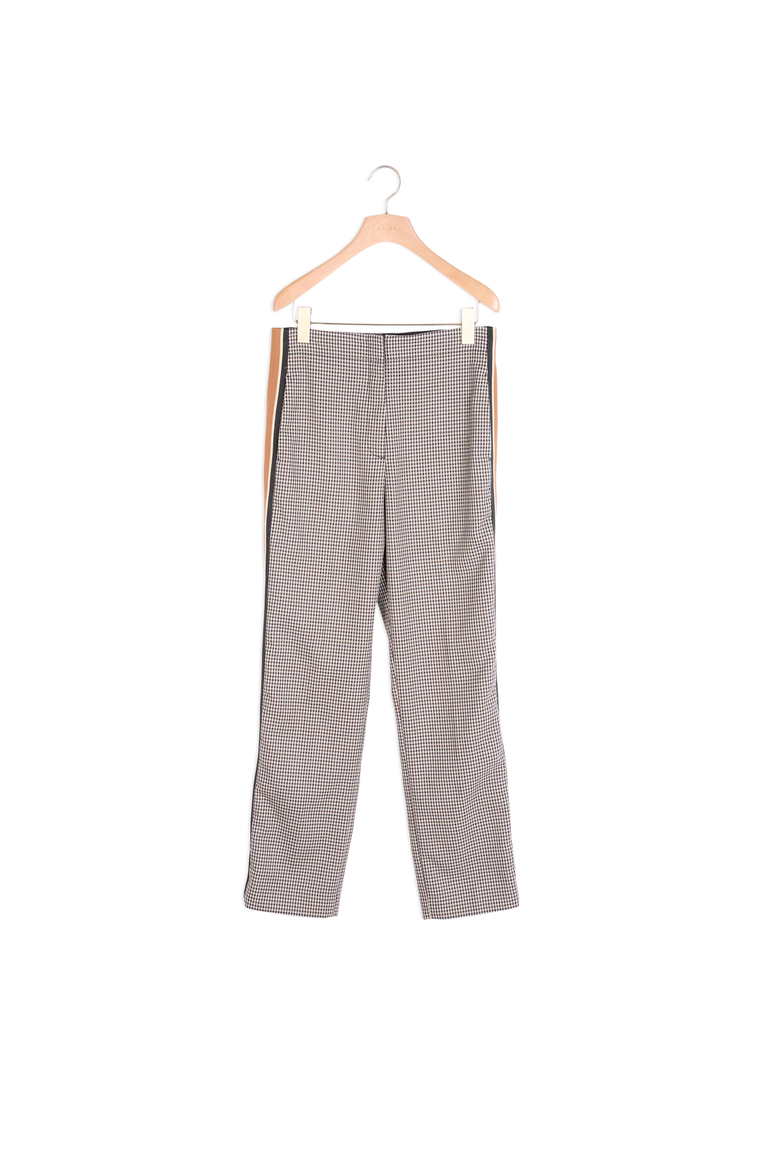 Pantalon droit à carreaux et galons Sandro seconde main