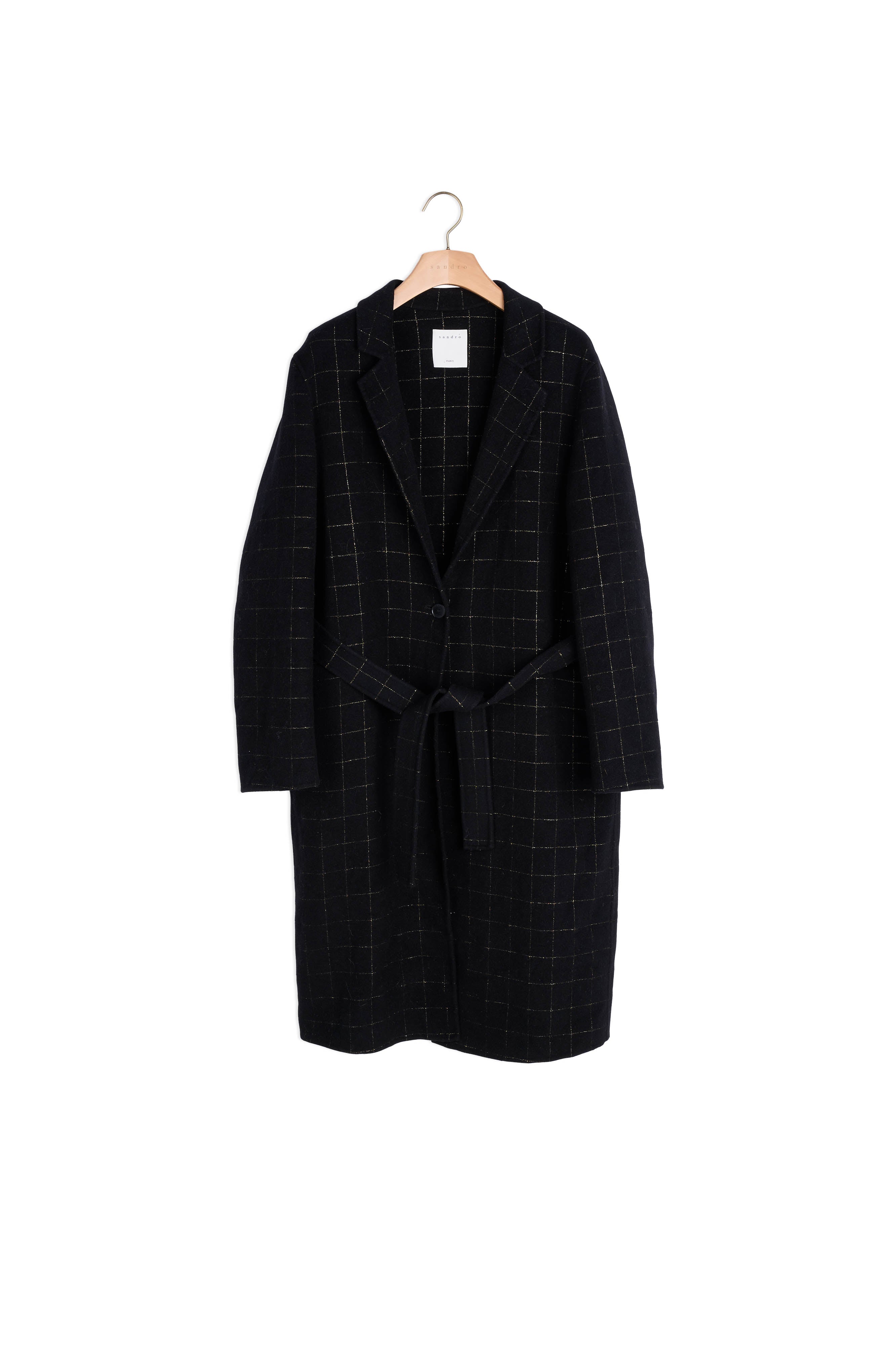 Manteau long à carreaux fantaisies Sandro seconde main