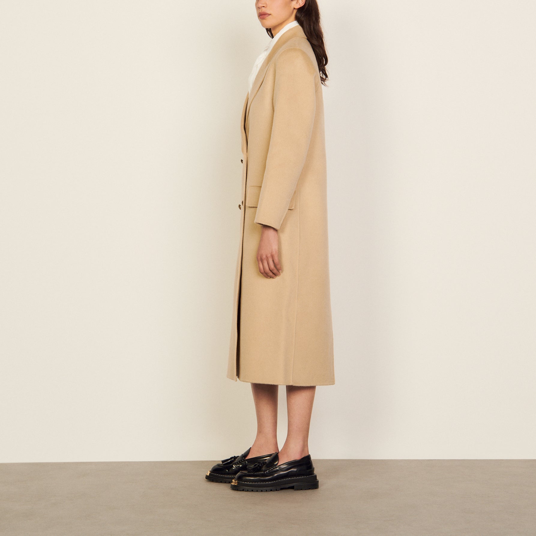 Manteau long en laine double face Sandro seconde main