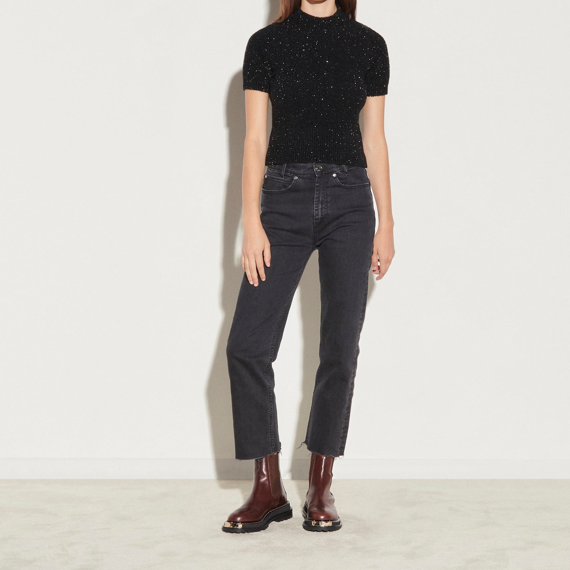 Pull court en Maille fantaisie Sandro seconde main