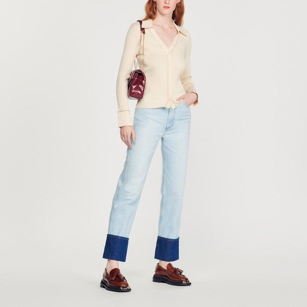 Cardigan en Maille fine surpiquée Sandro seconde main