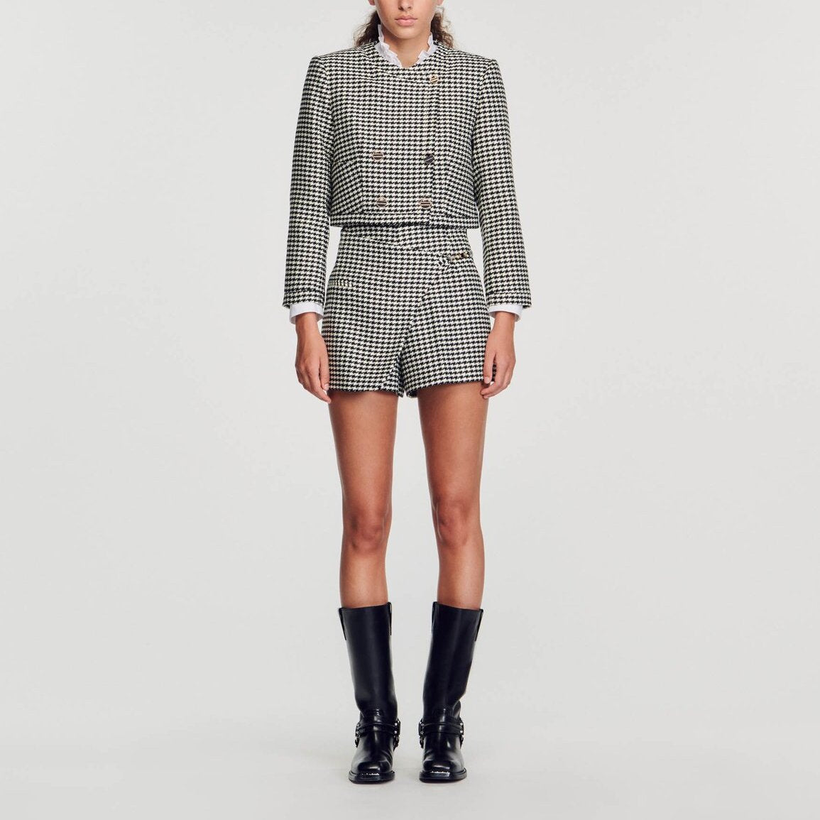 Short à motif pied-de-poule Sandro seconde main