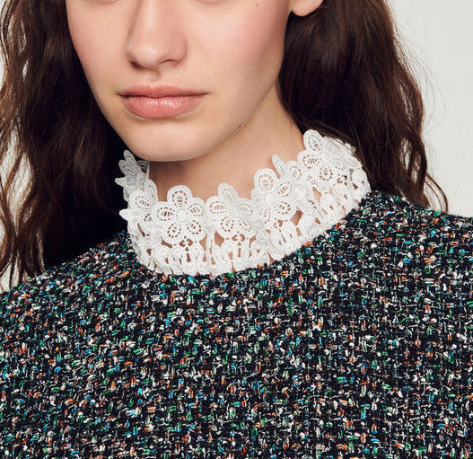 Robe en tweed à galon au col Sandro seconde main