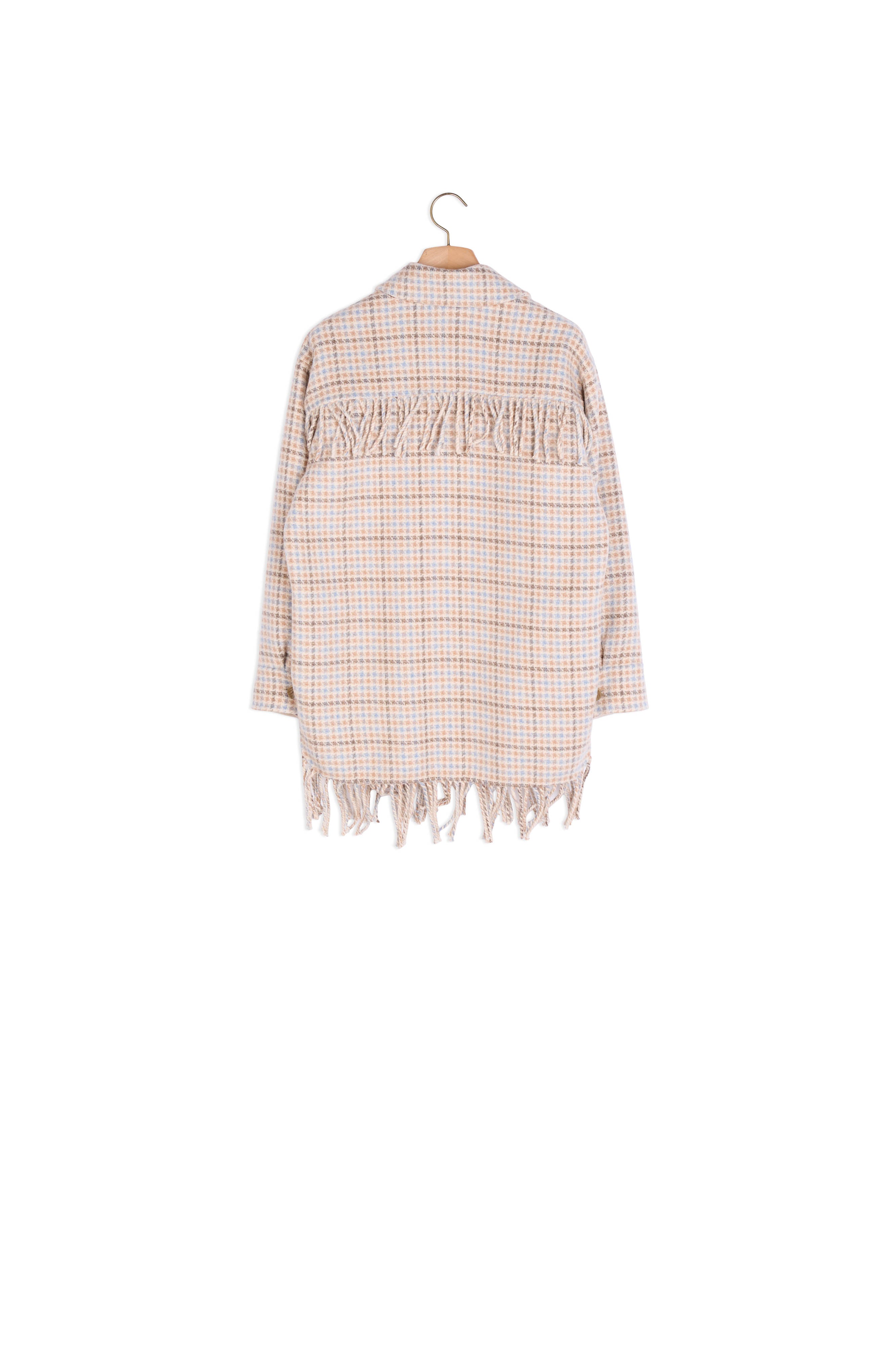 Manteau sur Chemise frangé en laine Sandro seconde main