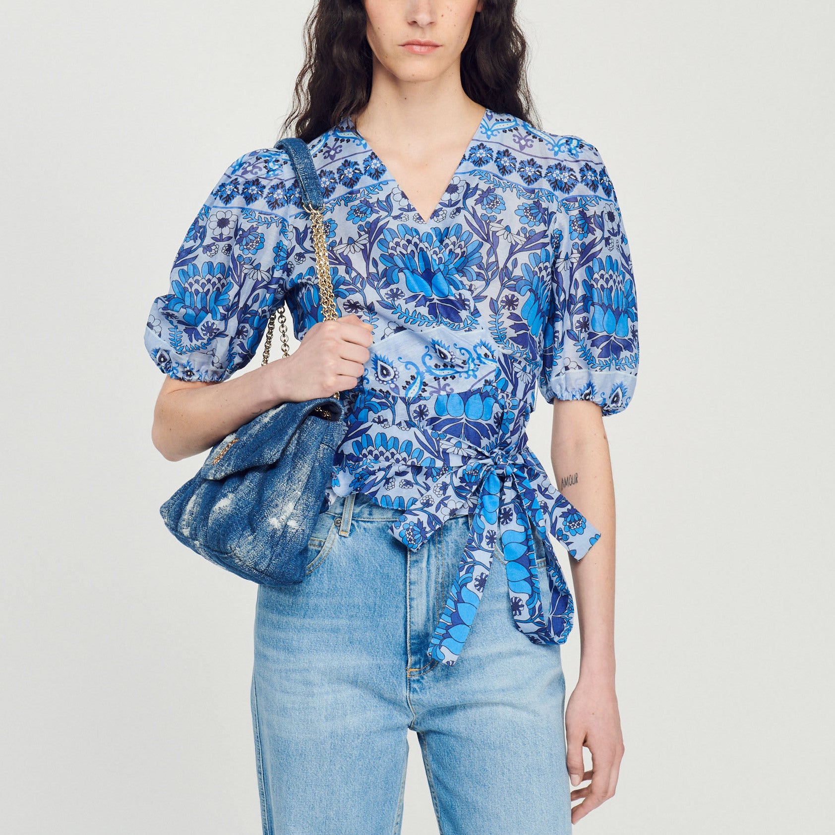 Top court cache-cœur imprimé Sandro seconde main