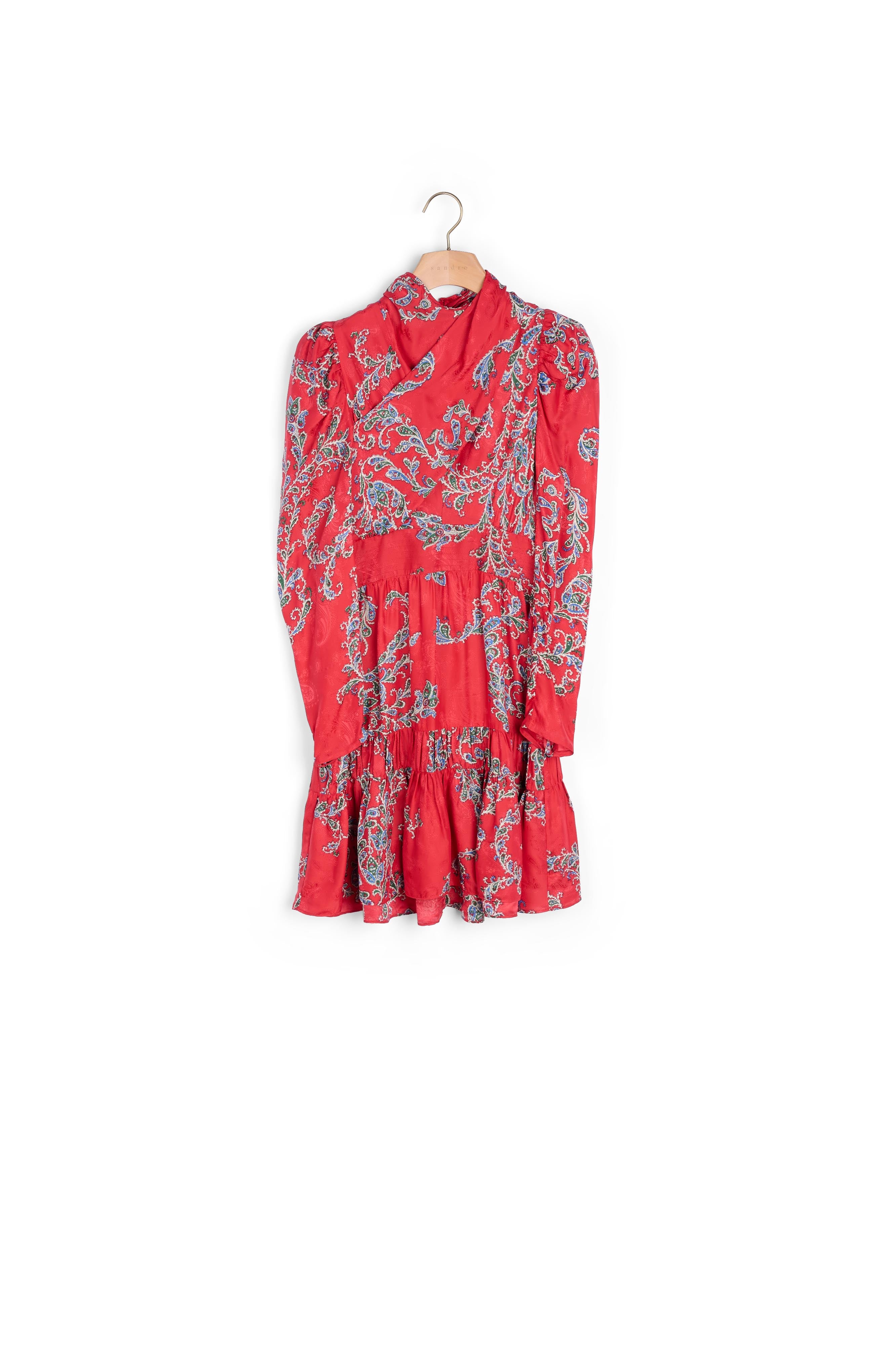 Robe courte imprimée à encolure drapée Sandro seconde main