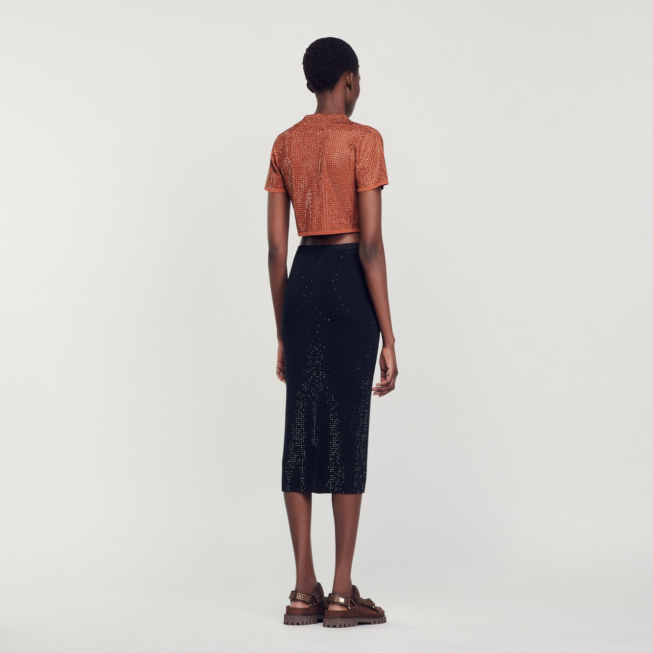 Jupe midi ornée de strass Sandro seconde main