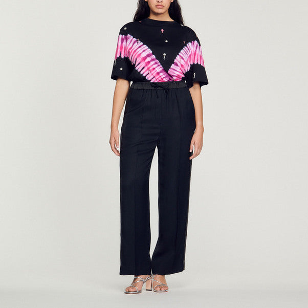 Pantalon large à bande latérale satinée Sandro seconde main