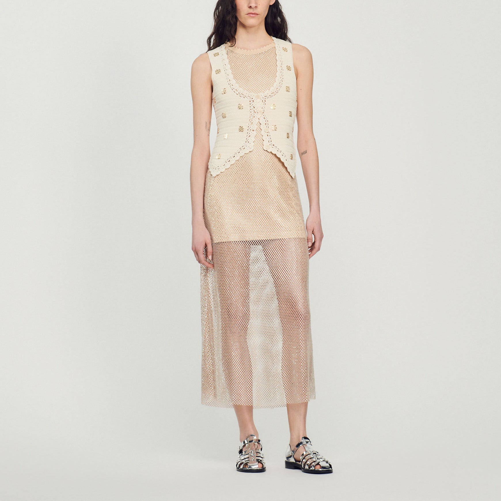 Robe longue résille brillante Sandro seconde main