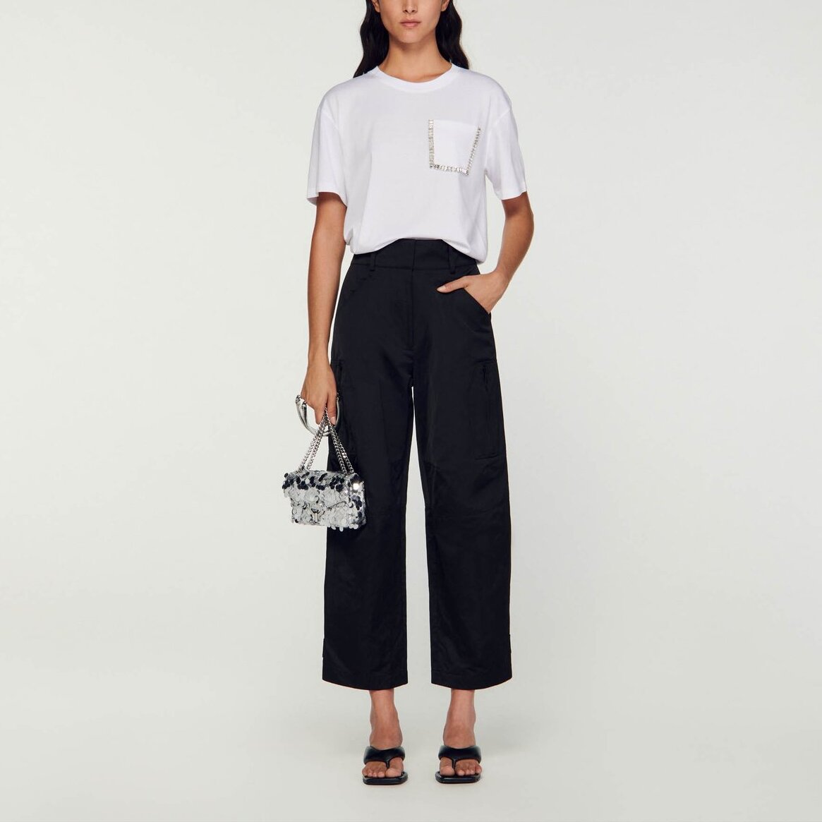 Tee-shirt court strass Sandro seconde main