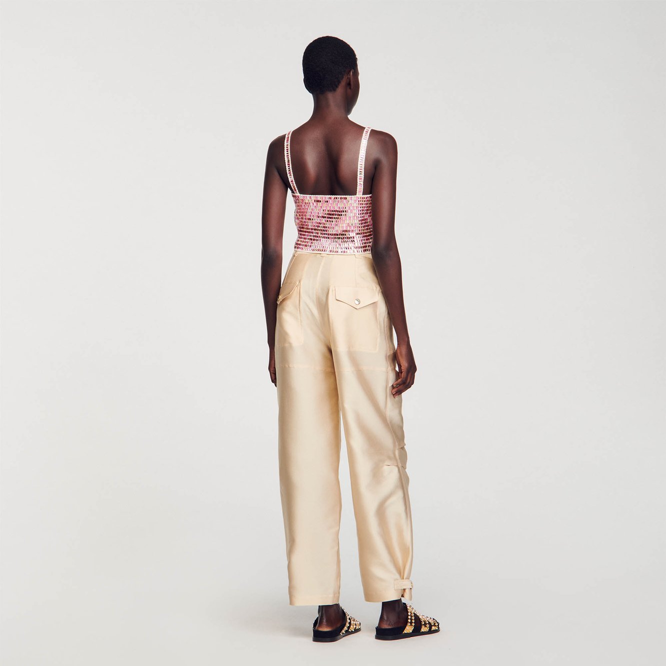 Brassière courte ornée de perles Sandro seconde main