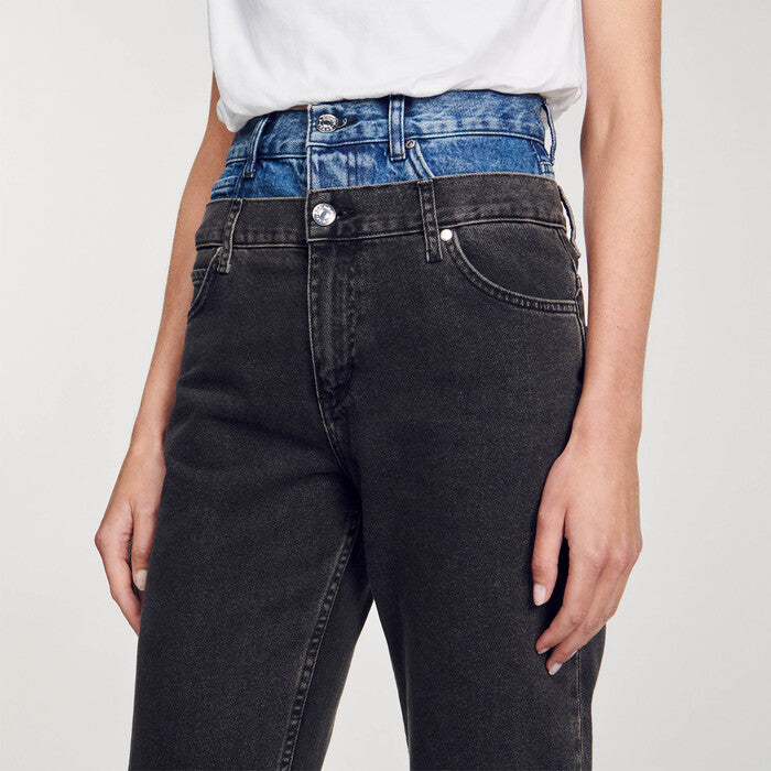 Jean à double ceinture bicolore Sandro seconde main