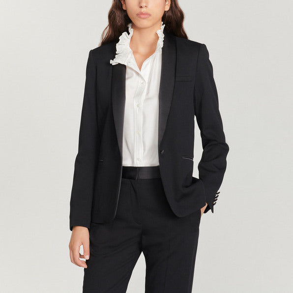 Veste de smoking à empiècement satin Sandro seconde main