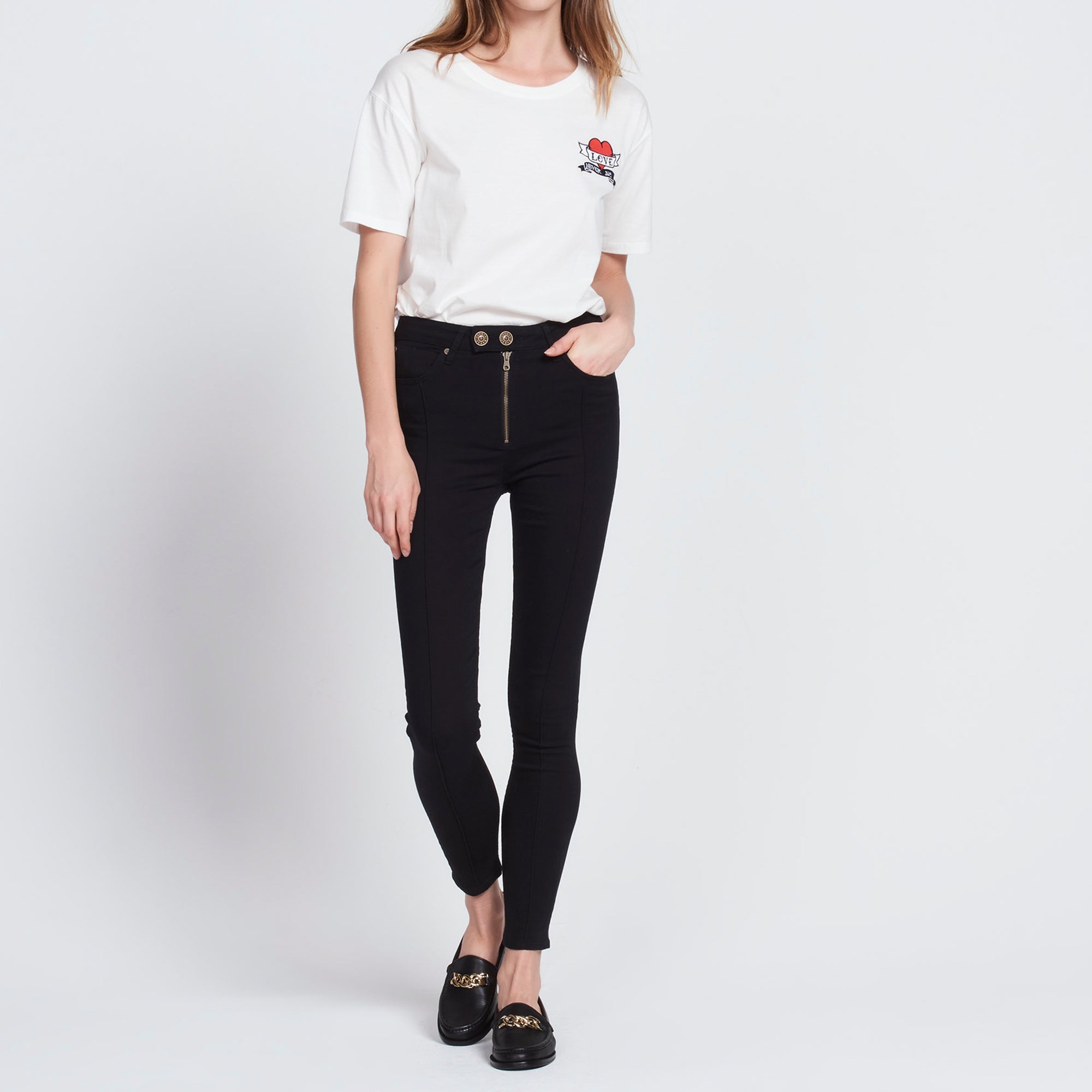 Jean noir délavé jeux de coutures Sandro seconde main