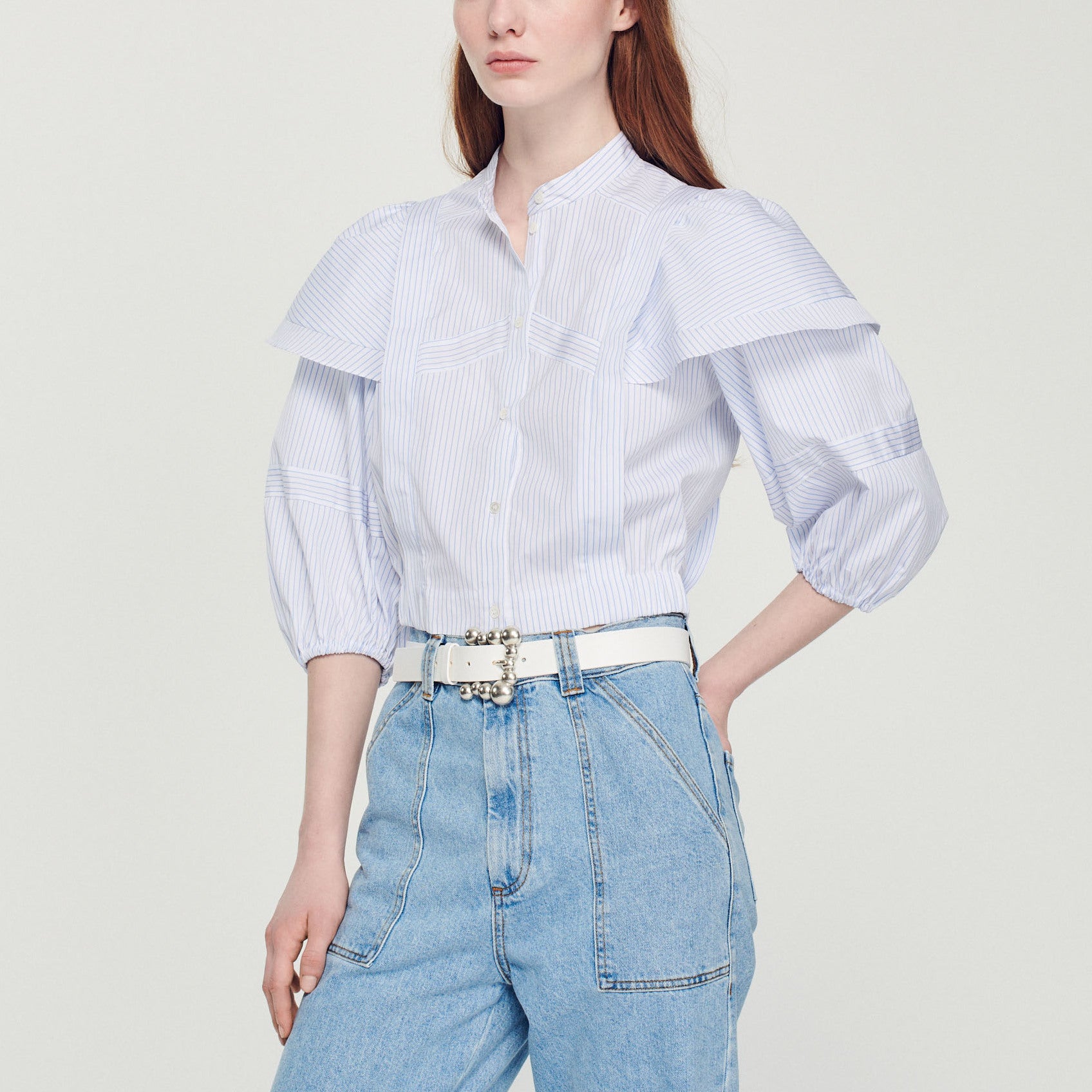 Chemise courte à rayures Sandro seconde main