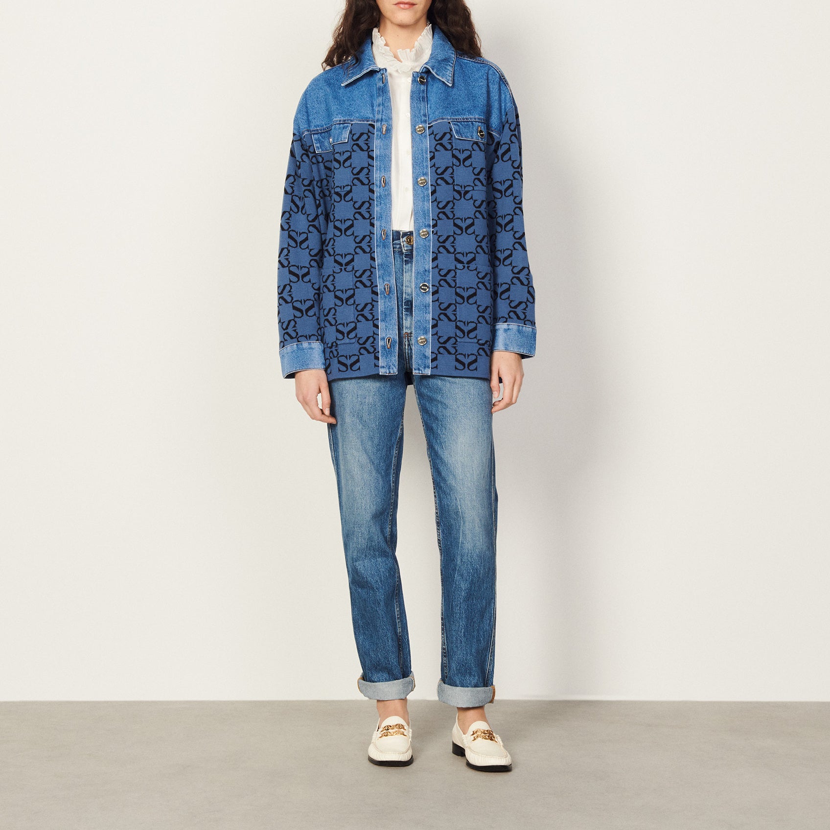 Cardi-coat oversize en mix matières Sandro seconde main