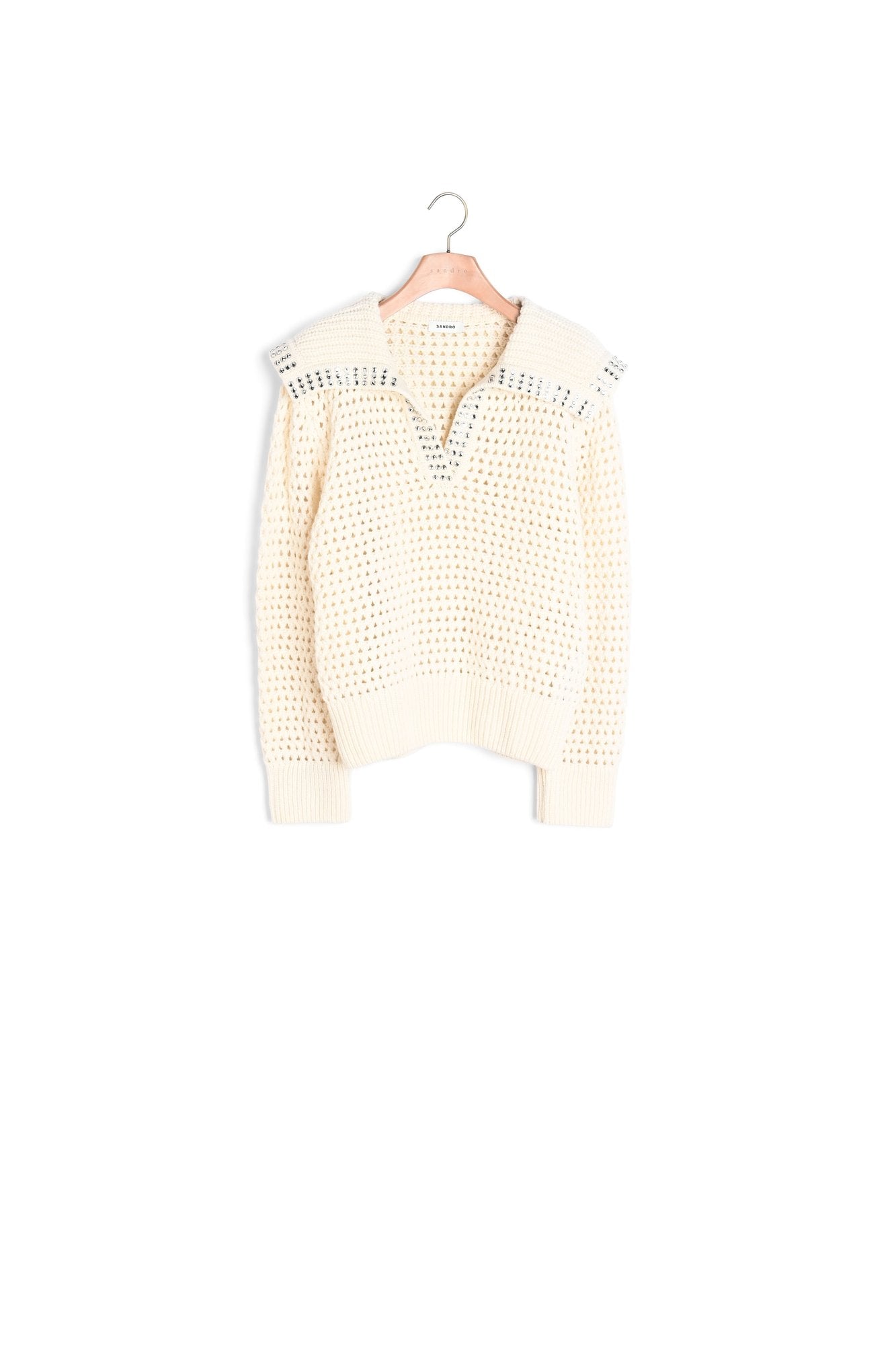 Pull en laine à col vareuse Sandro seconde main