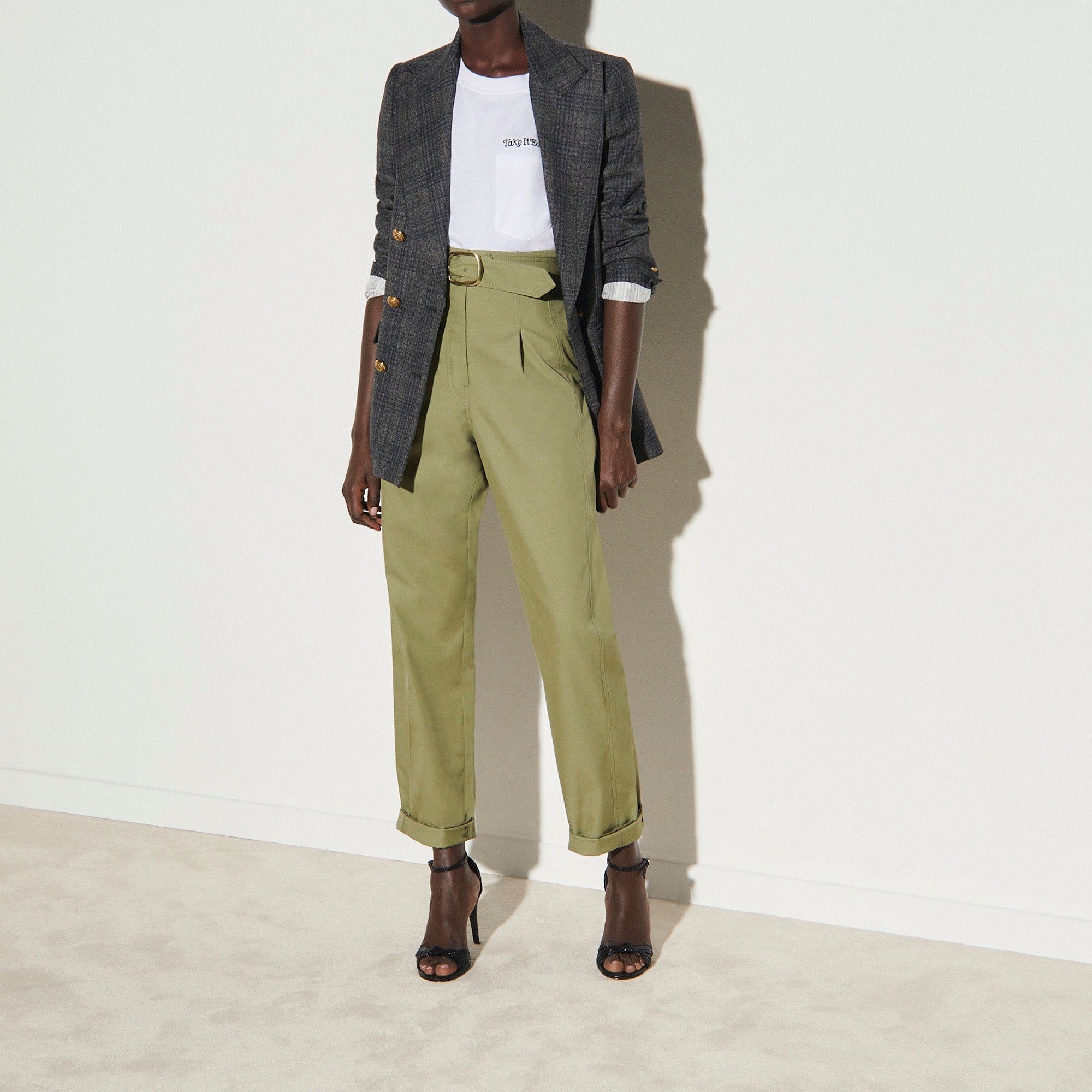 Pantalon large taille haute en gabardine Sandro seconde main