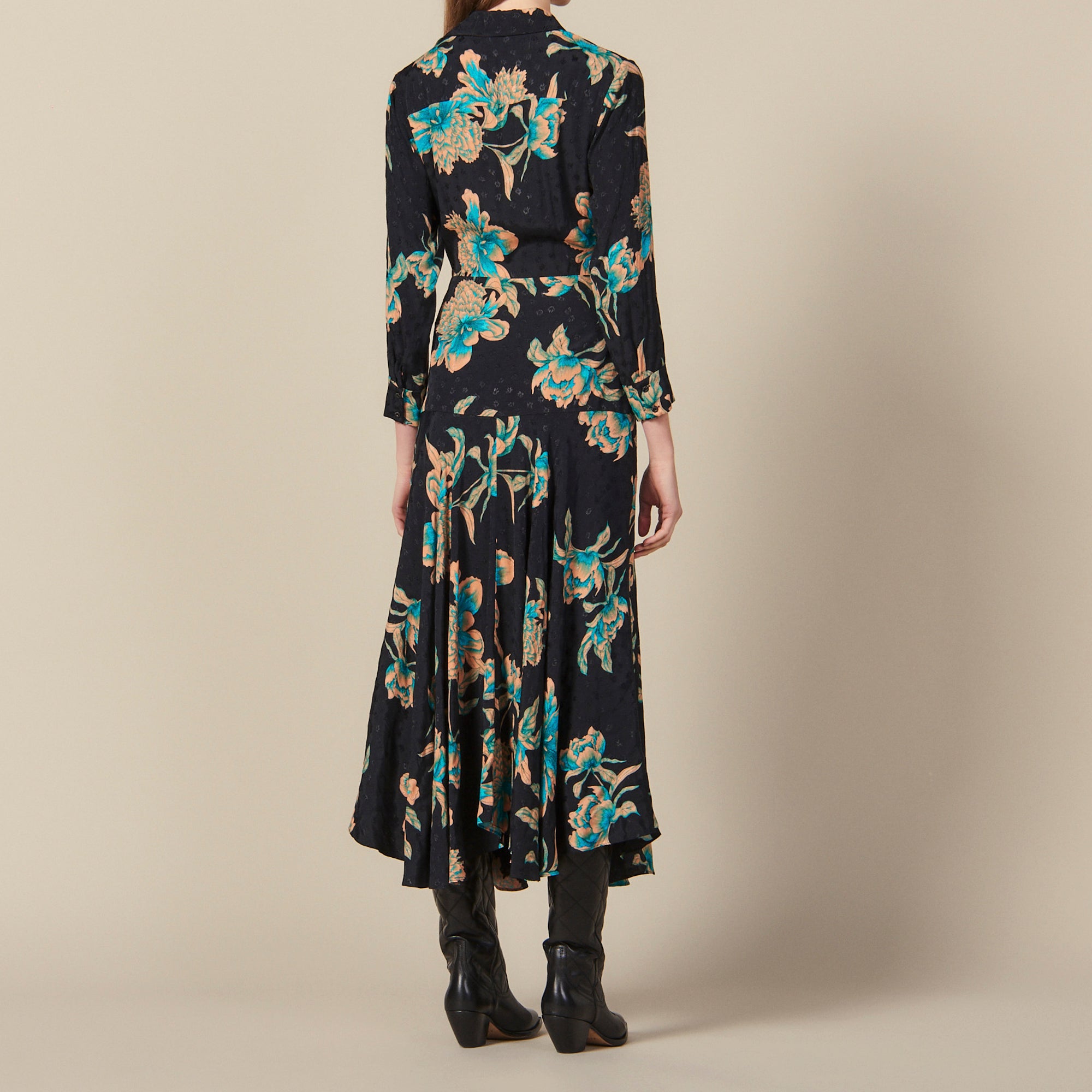 Robe longue imprimée à nouer Sandro seconde main