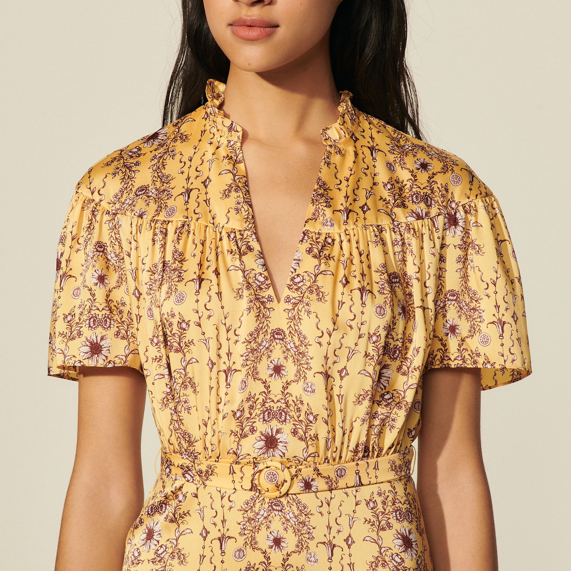 Robe courte imprimée à volants Sandro seconde main