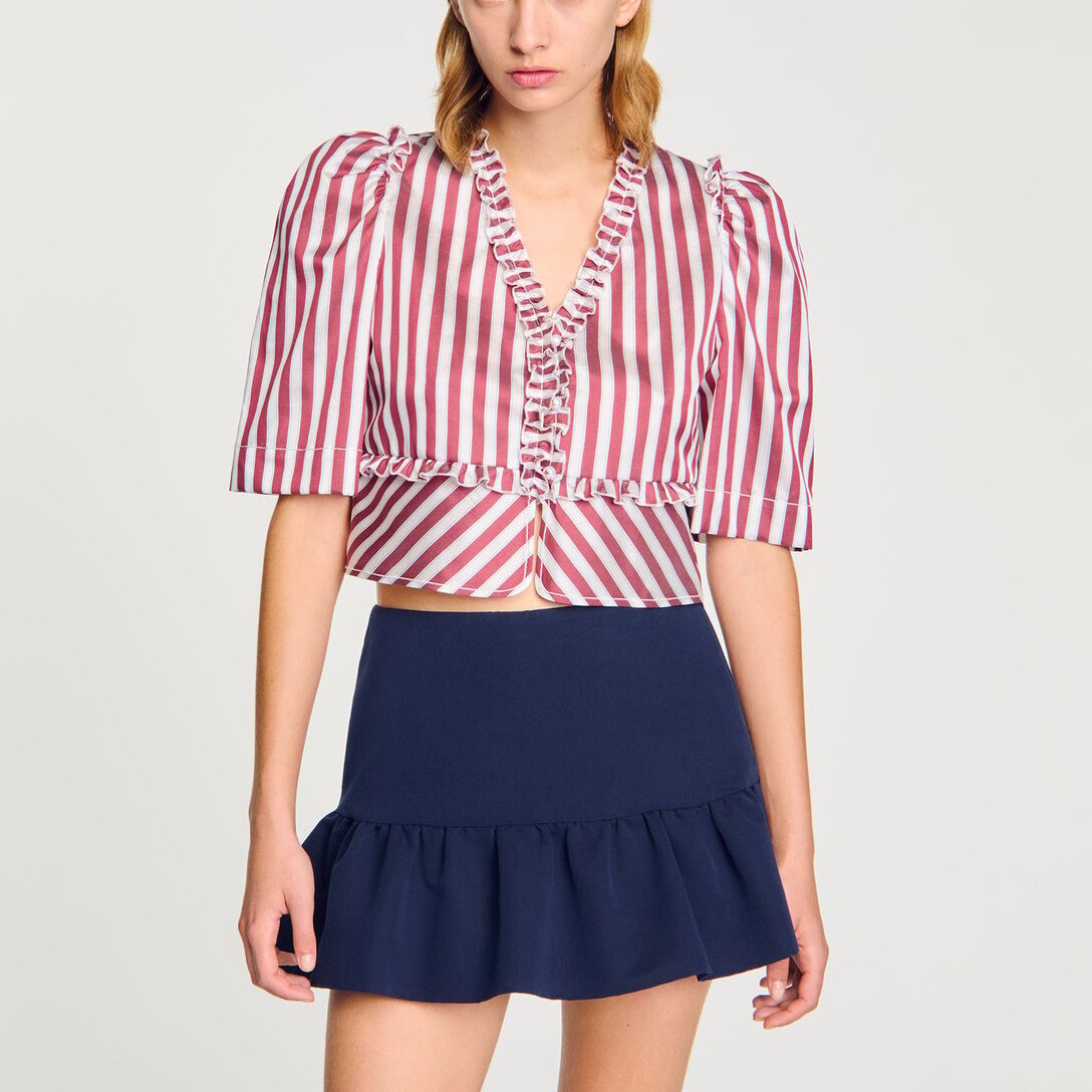 Chemise à rayures et volants Sandro seconde main