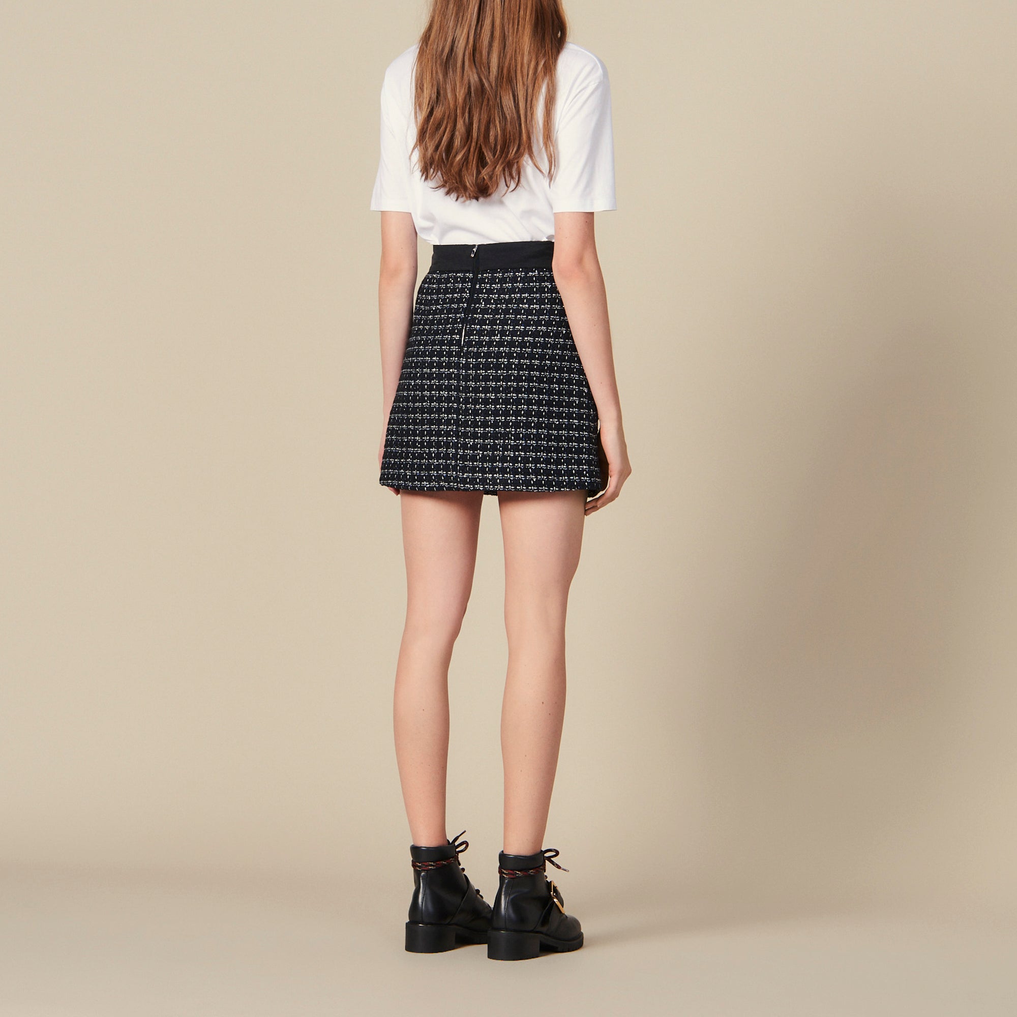 Jupe courte trapèze en tweed Sandro seconde main