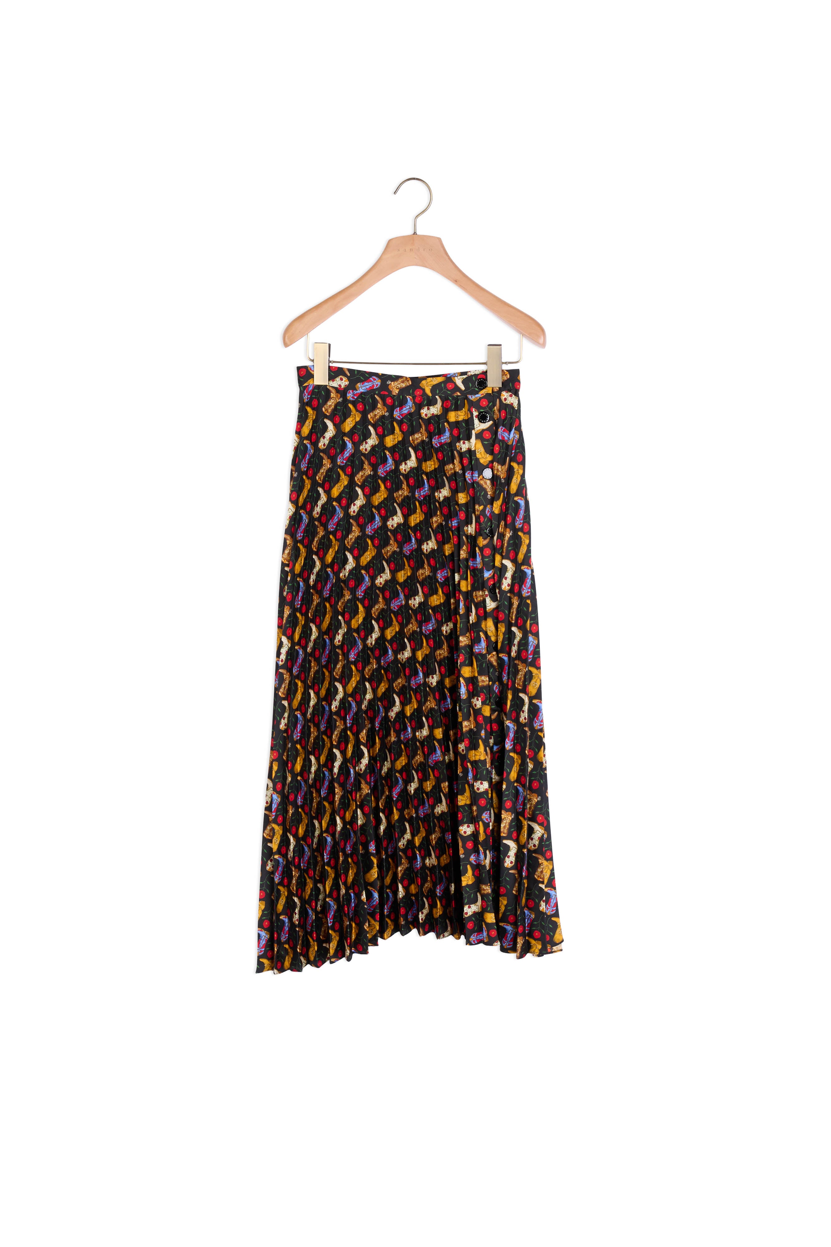 Jupe plissée portefeuille en imprimé Sandro seconde main